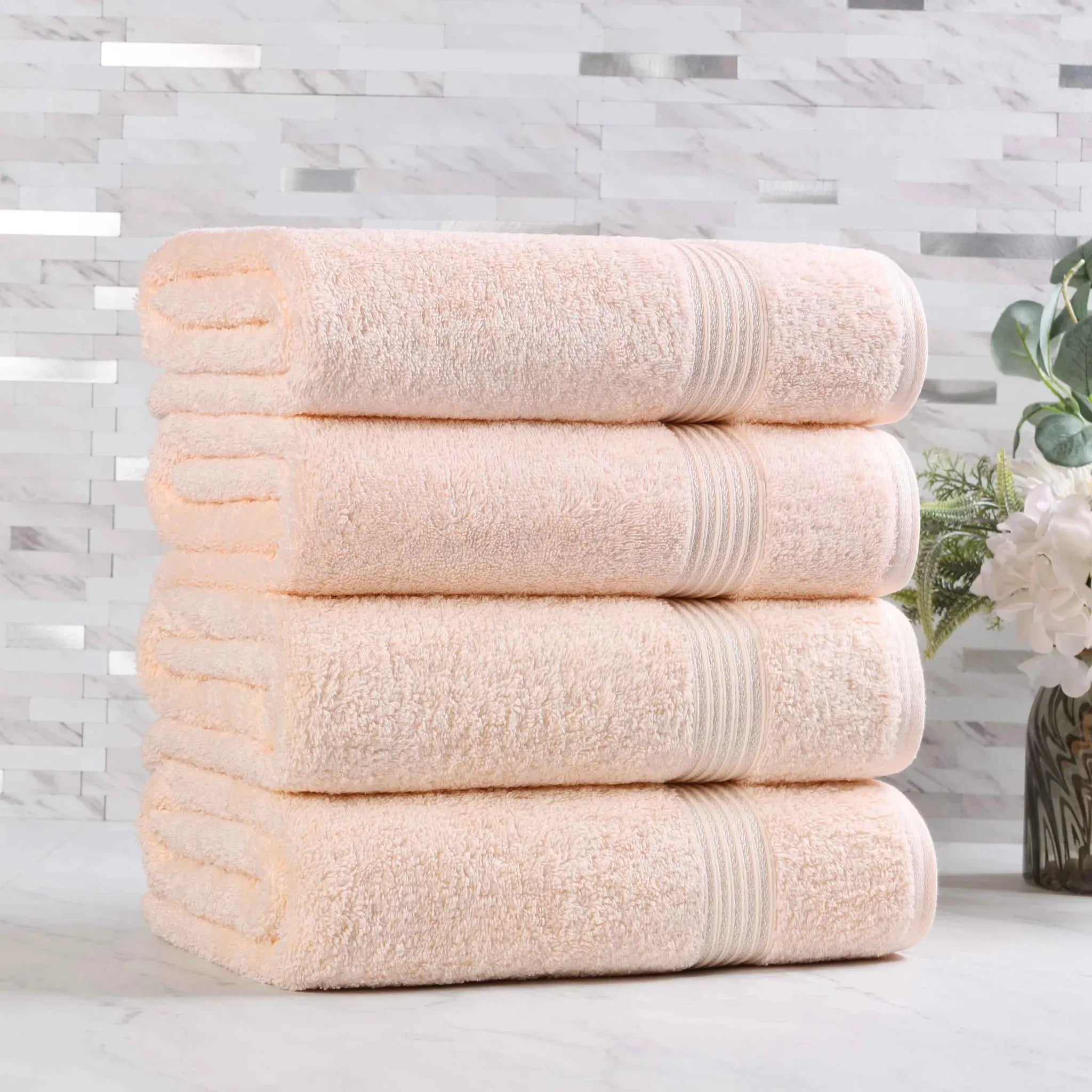 Egyptian Cotton Plush Absorbent Luxury Bath Towel Set of 4 - Egyptian Cotton Bath Towel by Superior Brand