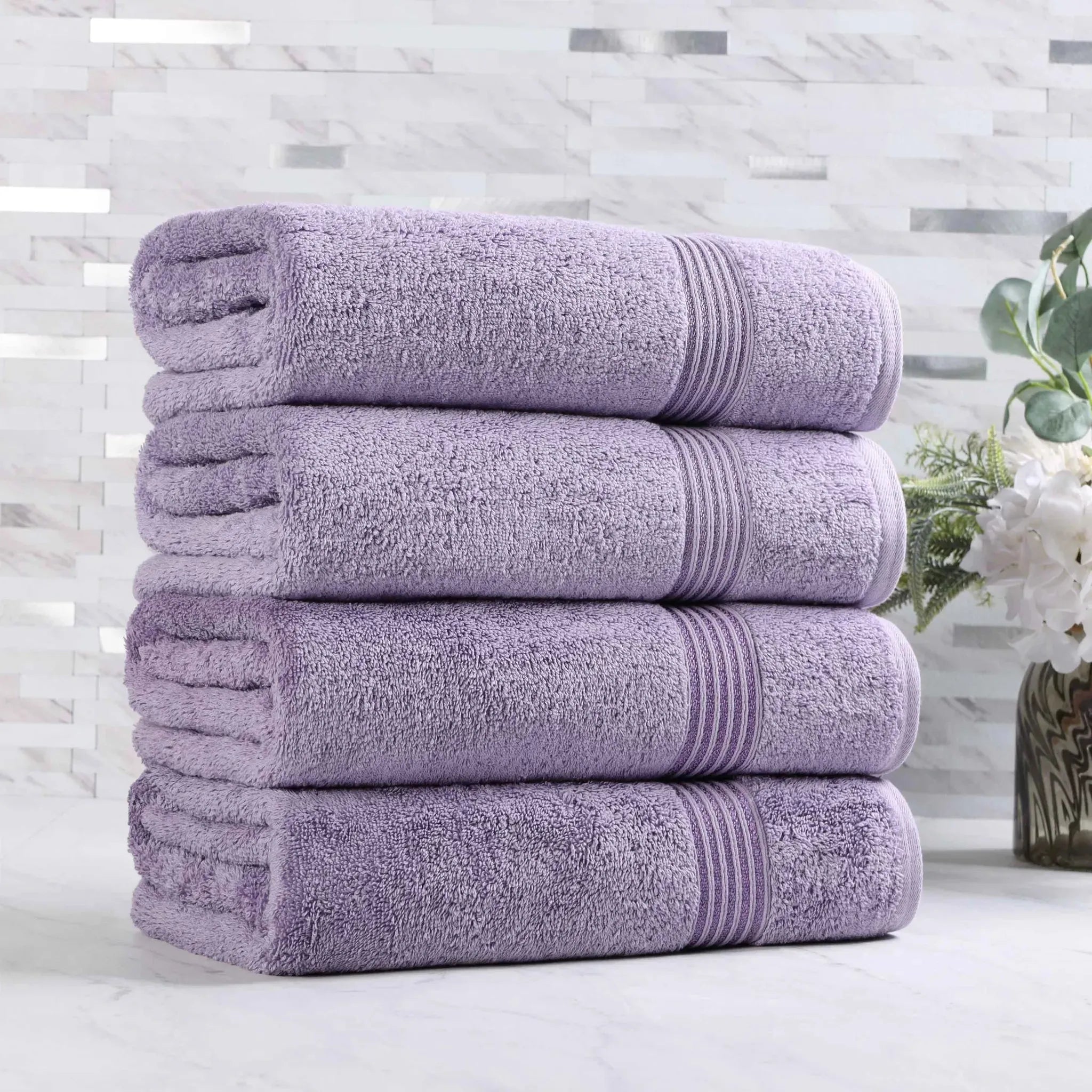 Egyptian Cotton Plush Absorbent Luxury Bath Towel Set of 4 - Egyptian Cotton Bath Towel by Superior Brand