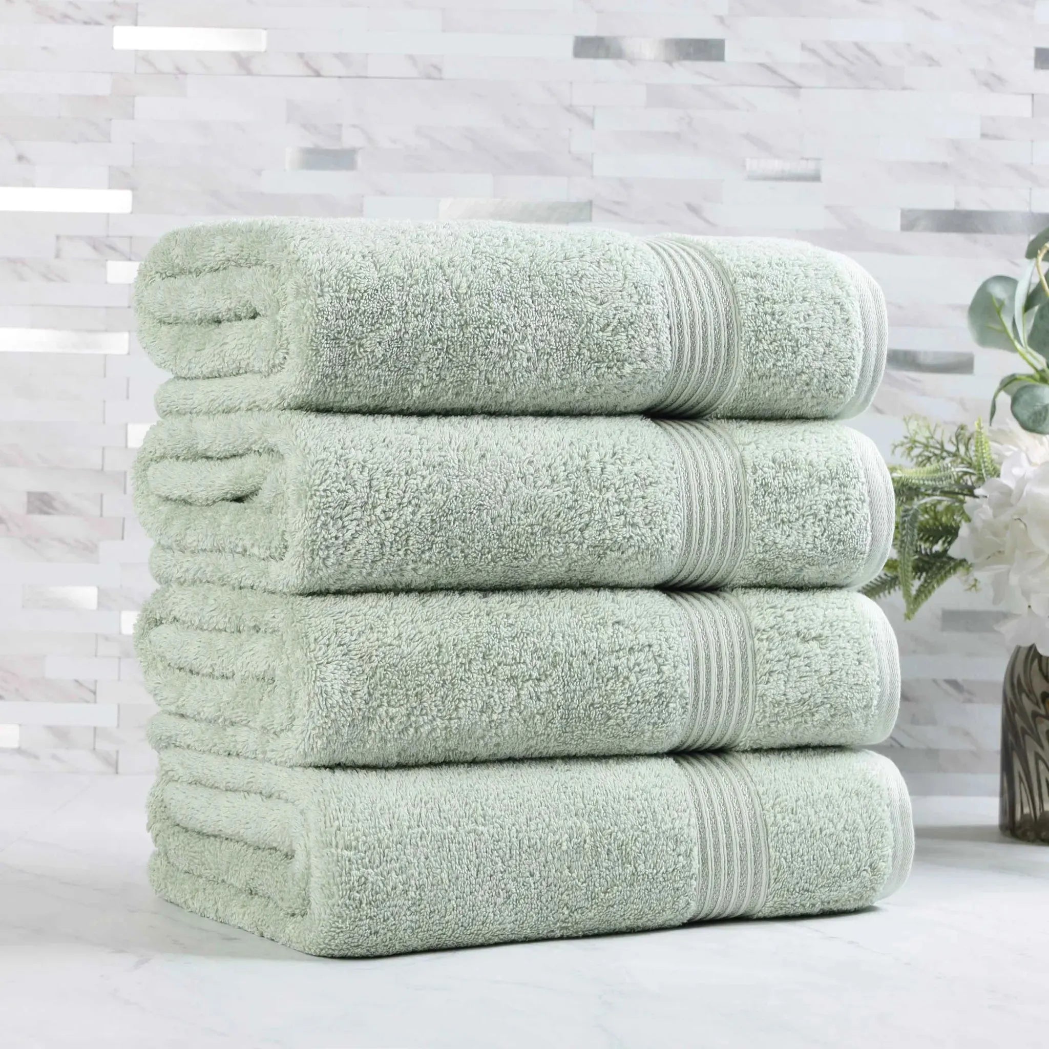 Egyptian Cotton Plush Absorbent Luxury Bath Towel Set of 4 - Egyptian Cotton Bath Towel by Superior Brand
