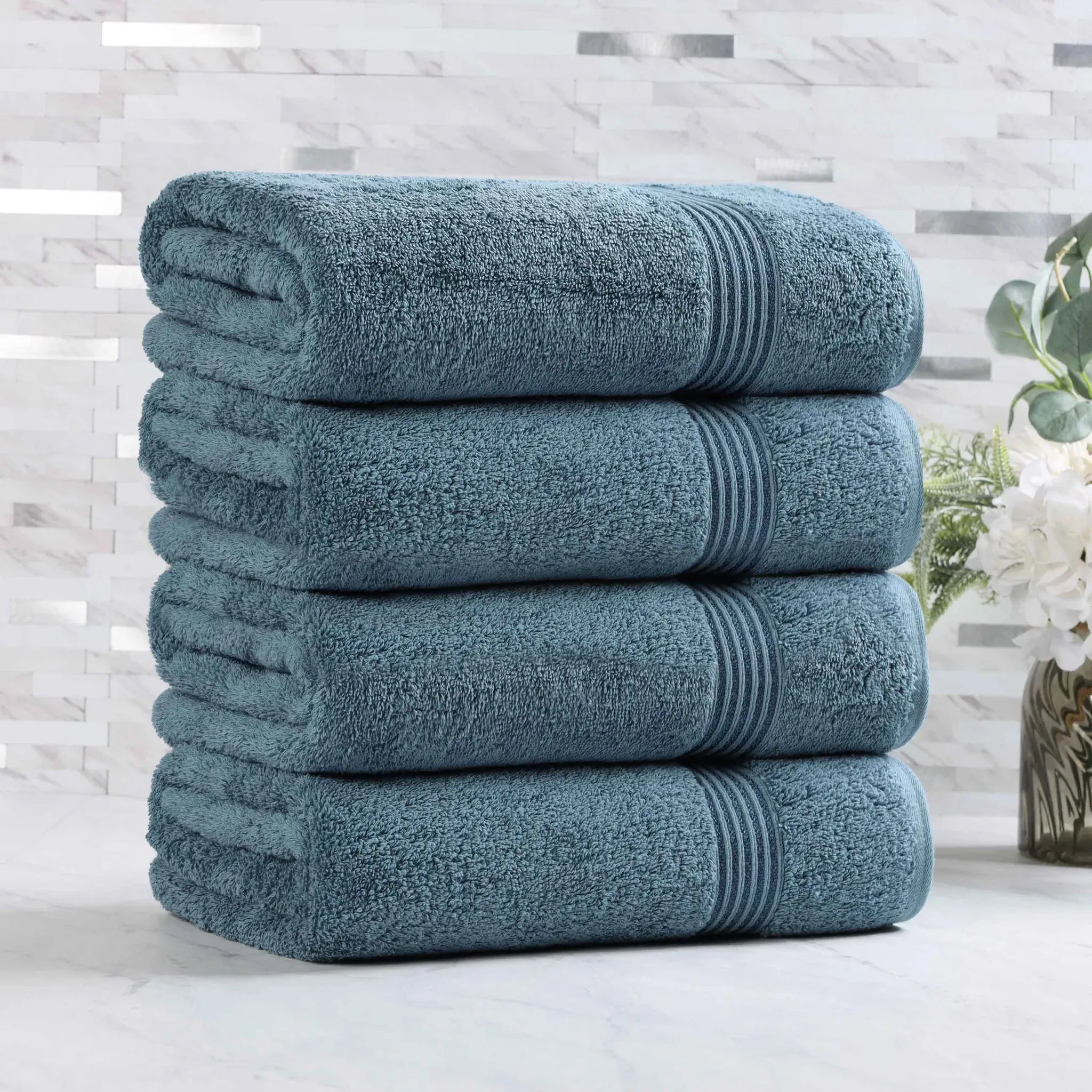 Egyptian Cotton Plush Absorbent Luxury Bath Towel Set of 4 - Egyptian Cotton Bath Towel by Superior Brand