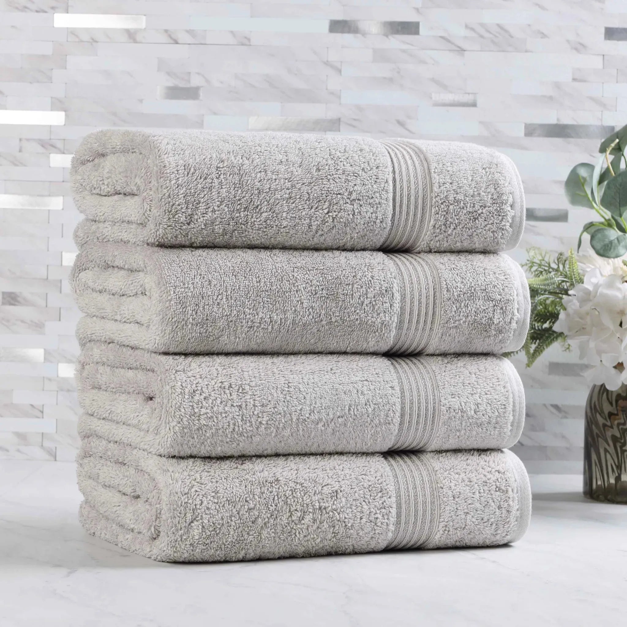 Egyptian Cotton Plush Absorbent Luxury Bath Towel Set of 4 - Egyptian Cotton Bath Towel by Superior Brand