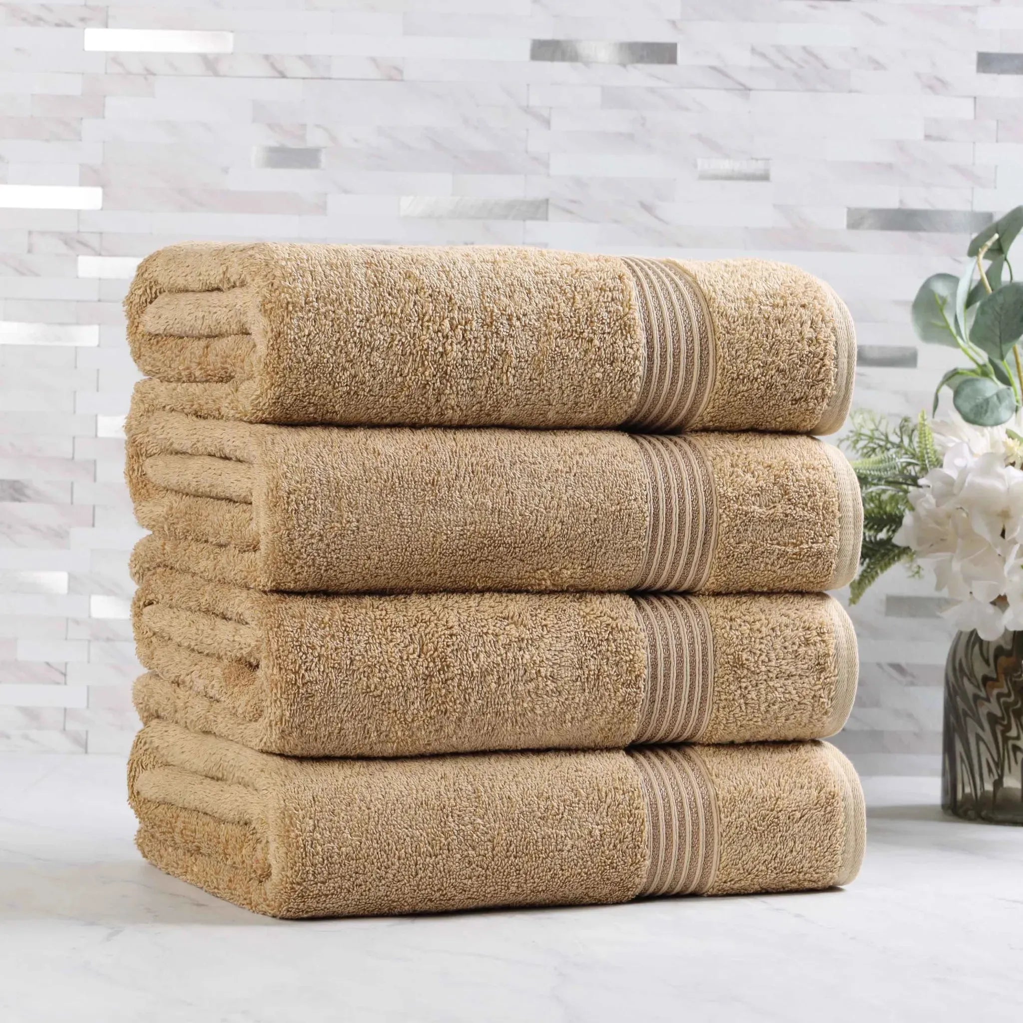 Egyptian Cotton Plush Absorbent Luxury Bath Towel Set of 4 - Egyptian Cotton Bath Towel by Superior Brand