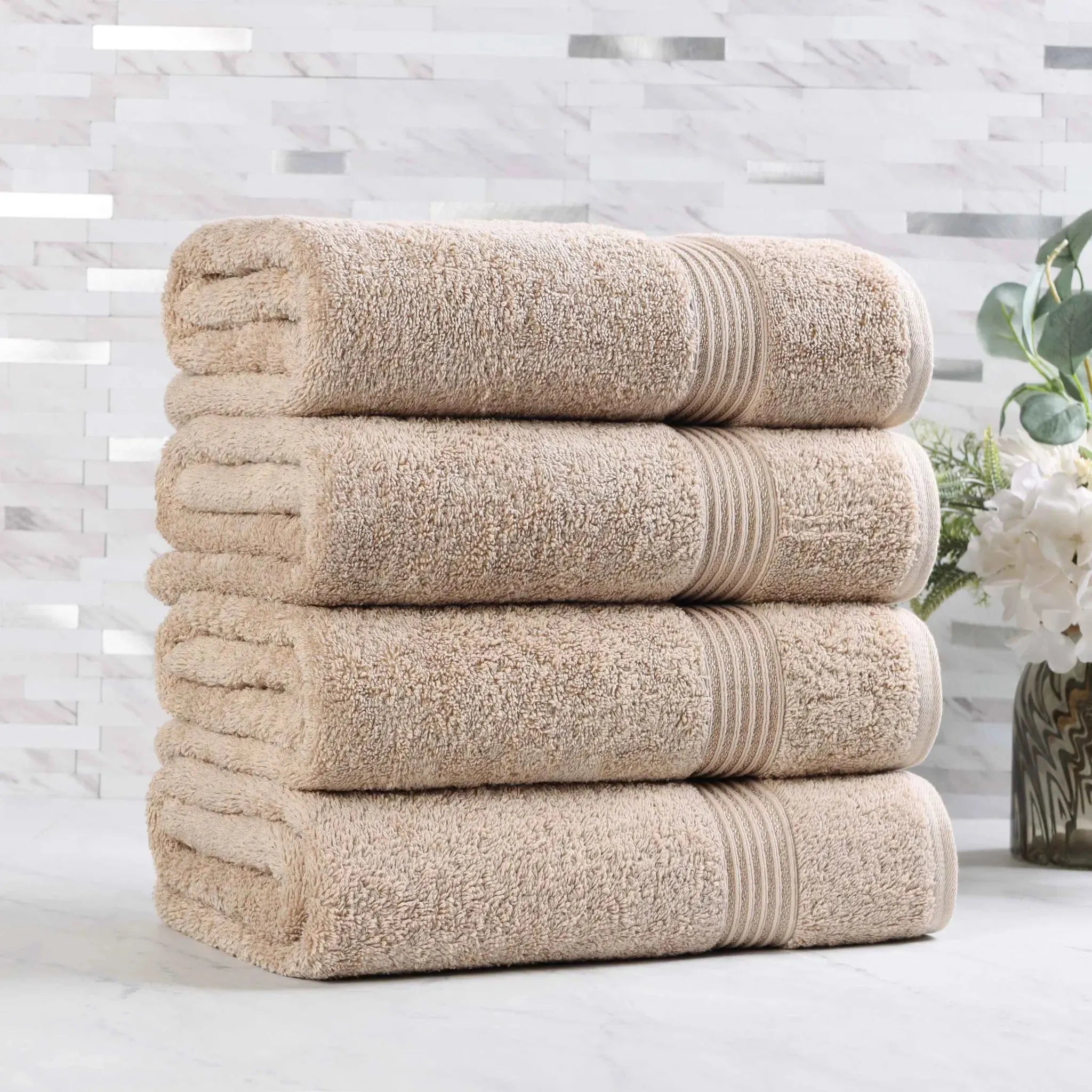 Egyptian Cotton Plush Absorbent Luxury Bath Towel Set of 4 - Egyptian Cotton Bath Towel by Superior Brand