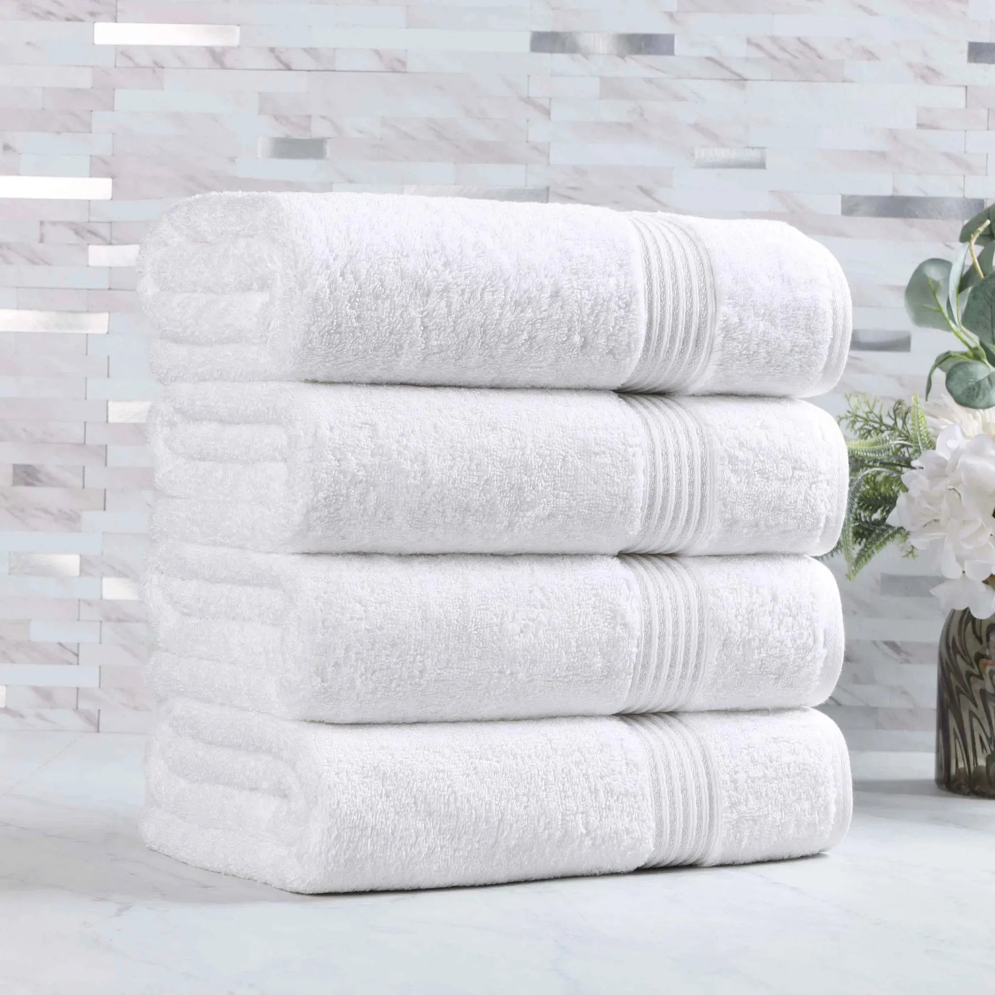 Egyptian Cotton Plush Absorbent Luxury Bath Towel Set of 4 - Egyptian Cotton Bath Towel by Superior Brand