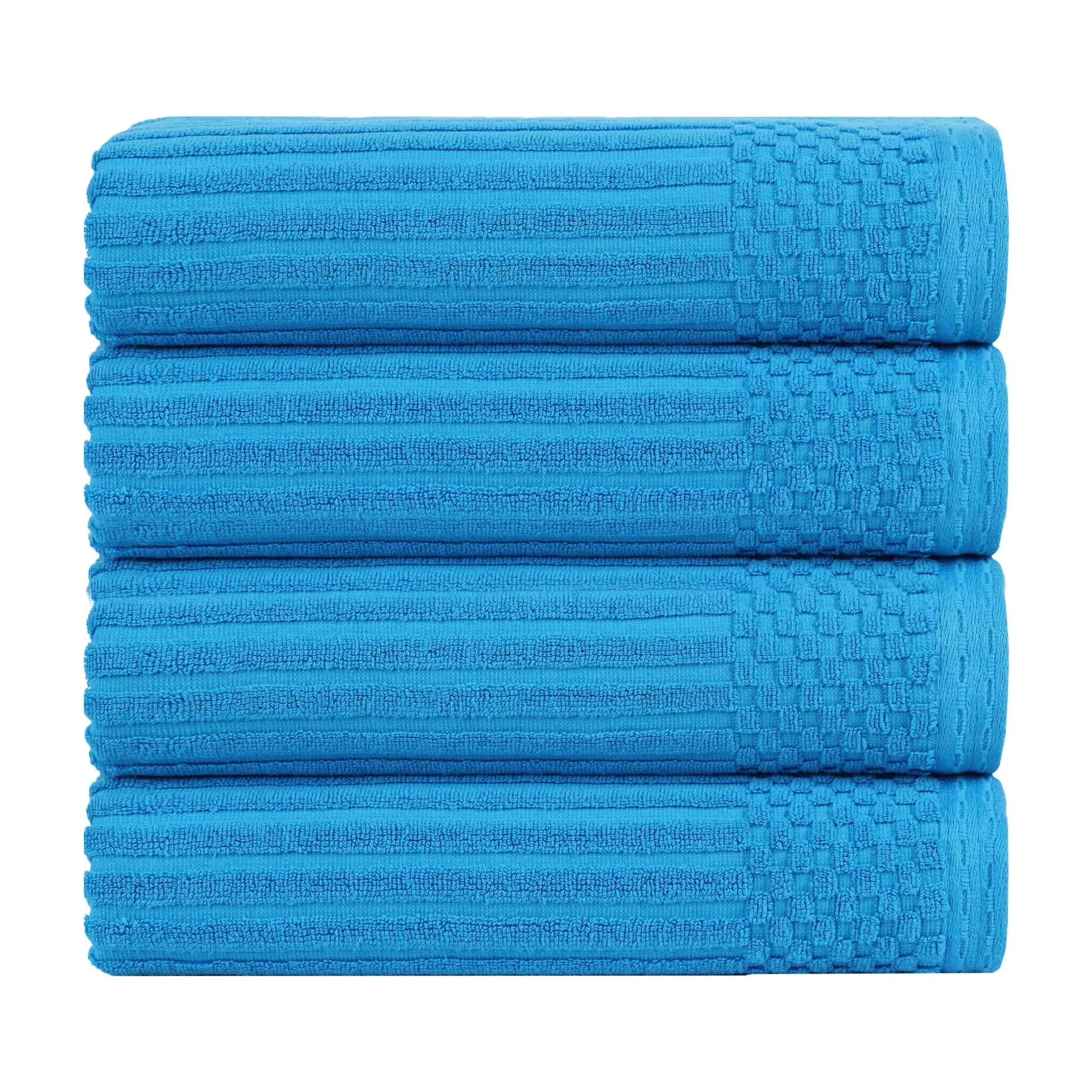 Ribbed Cotton Absorbent Bath Towel Set of 4 - Bath Towel by Superior Brand