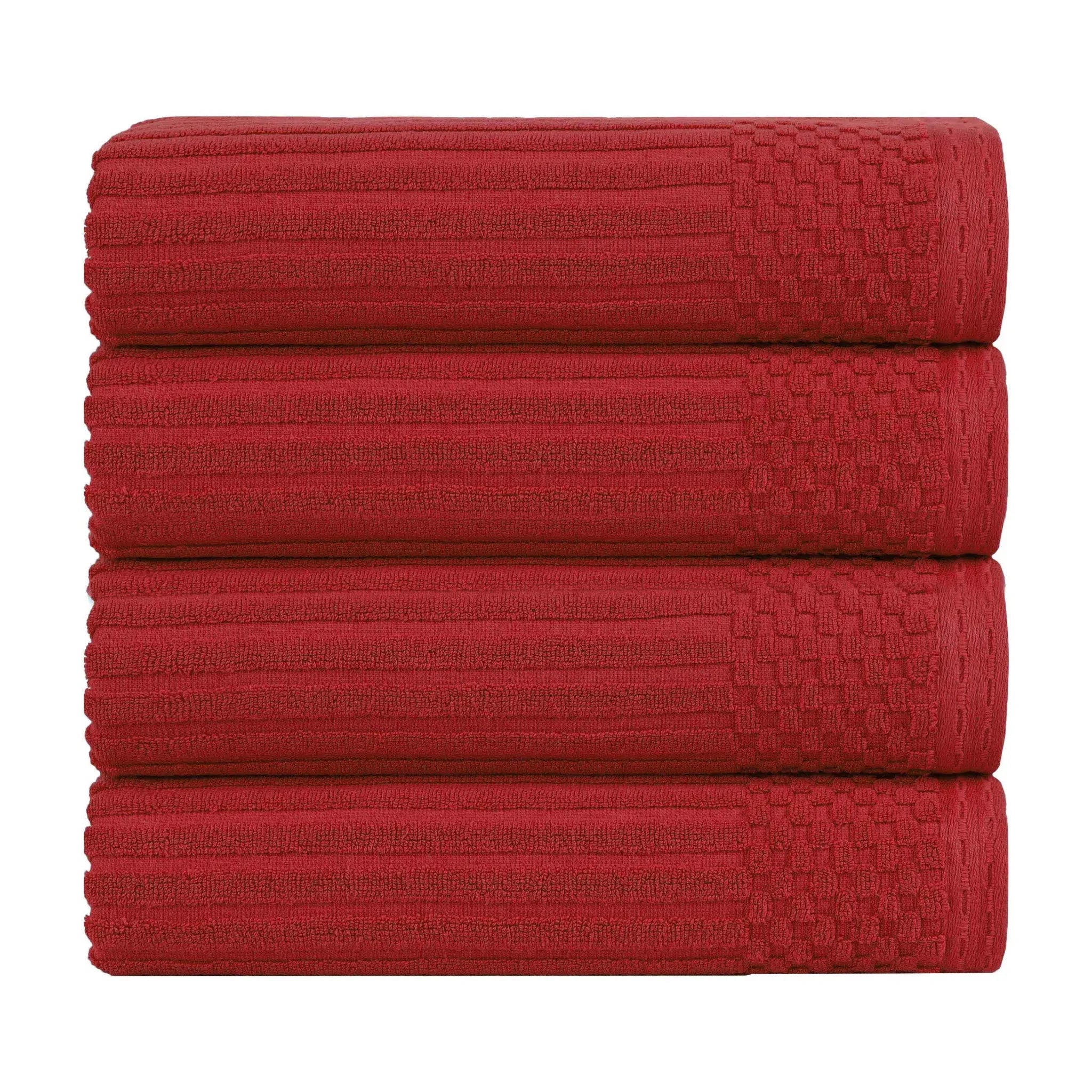 Ribbed Cotton Absorbent Bath Towel Set of 4 - Bath Towel by Superior Brand