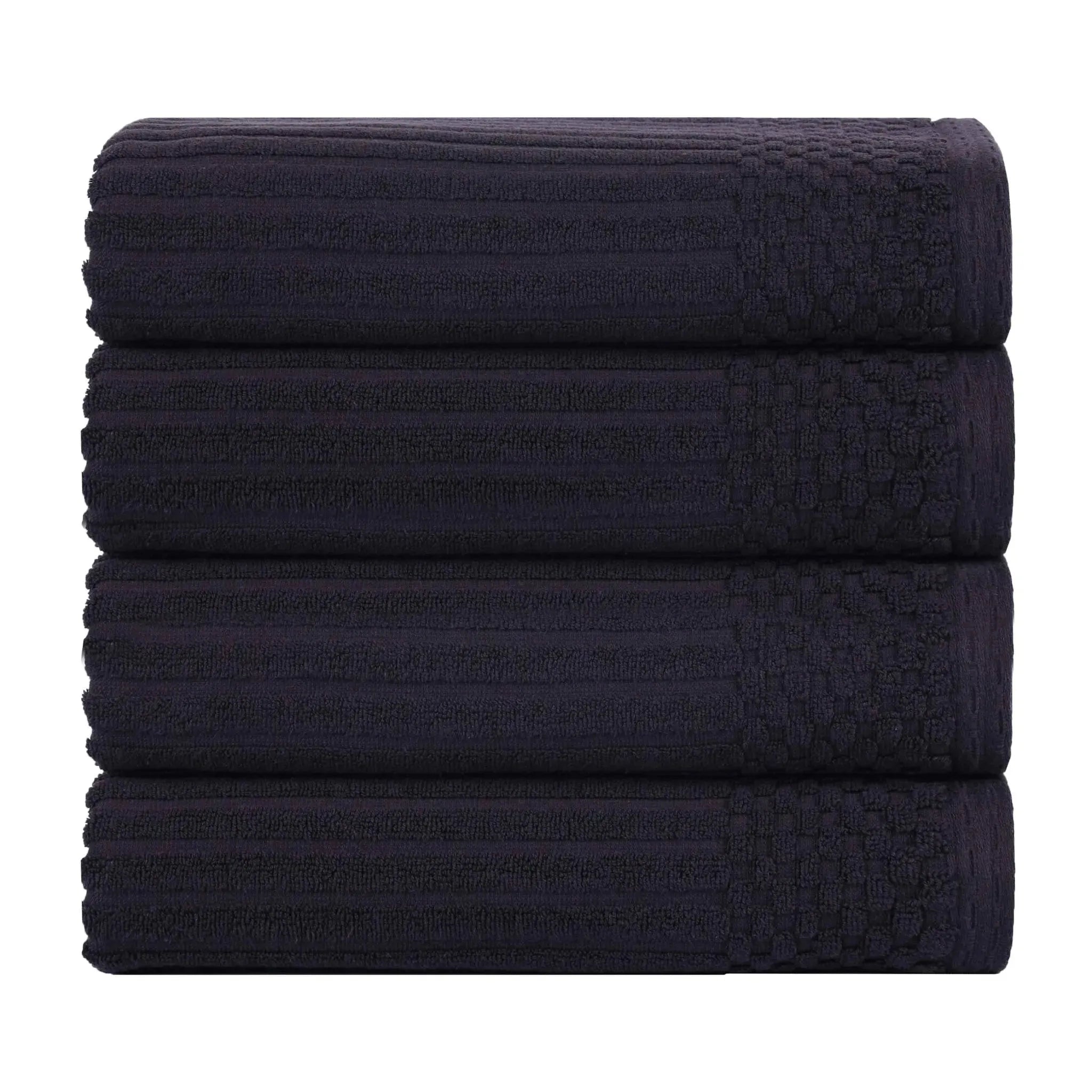 Ribbed Cotton Absorbent Bath Towel Set of 4 - Bath Towel by Superior Brand