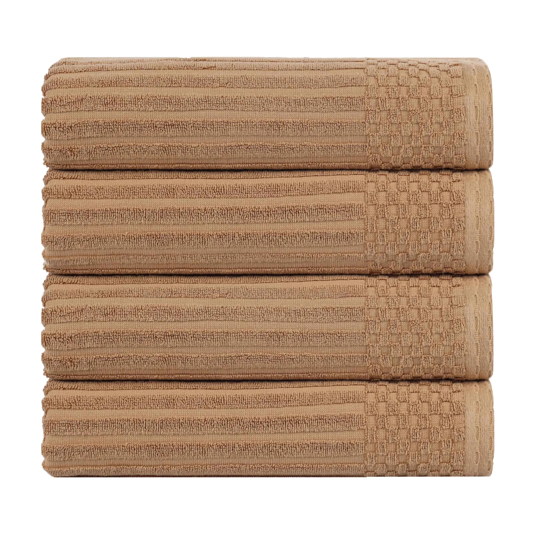 Ribbed Cotton Absorbent Bath Towel Set of 4 - Bath Towel by Superior Brand