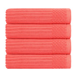 Ribbed Cotton Absorbent Bath Towel Set of 4 - Bath Towel by Superior Brand