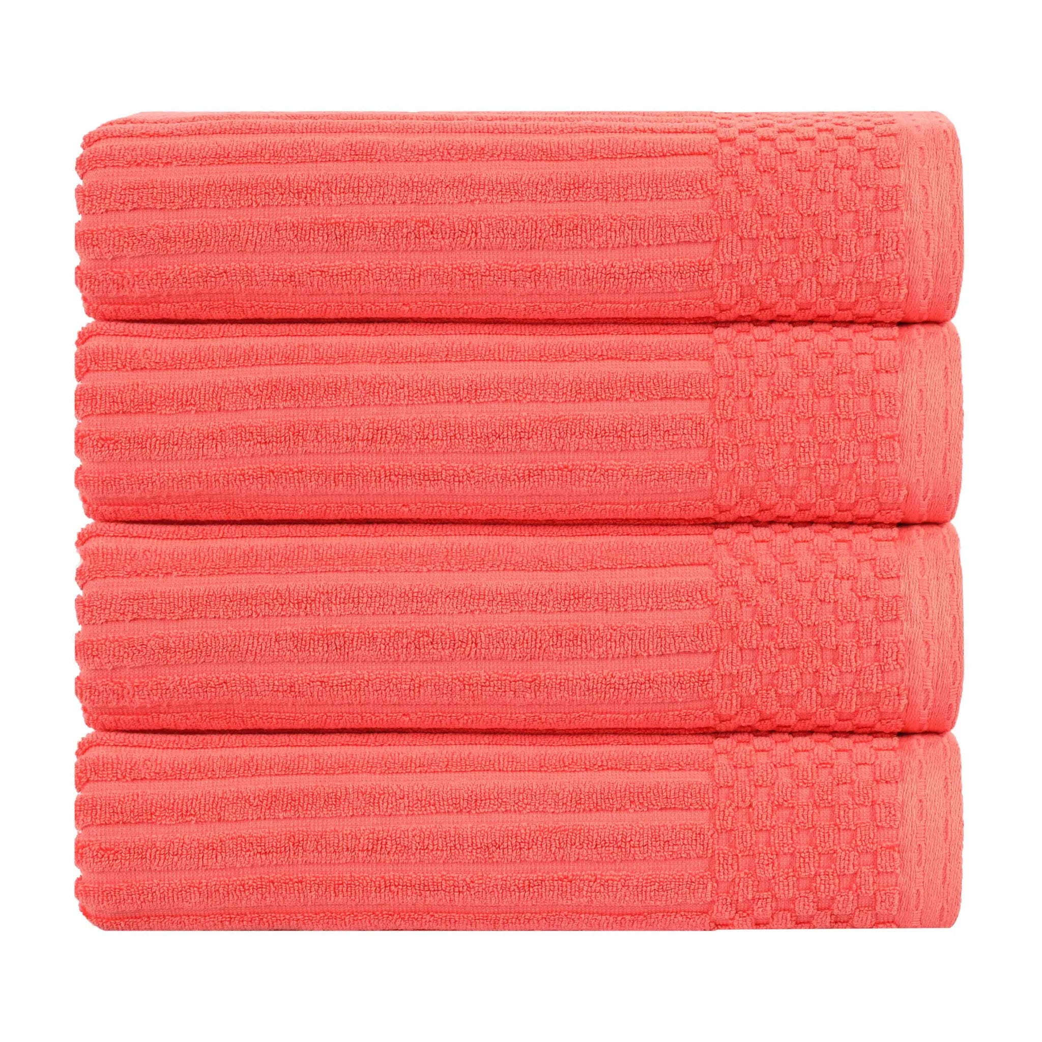 Ribbed Cotton Absorbent Bath Towel Set of 4 - Bath Towel by Superior Brand