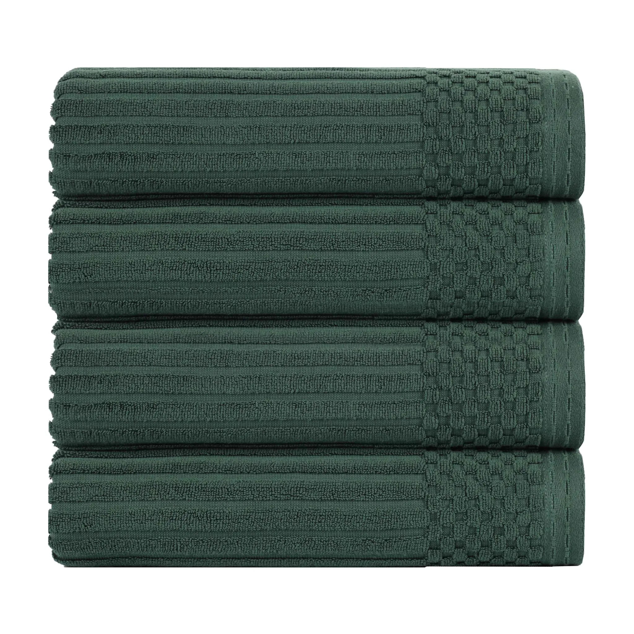 Ribbed Cotton Absorbent Bath Towel Set of 4 - Bath Towel by Superior Brand