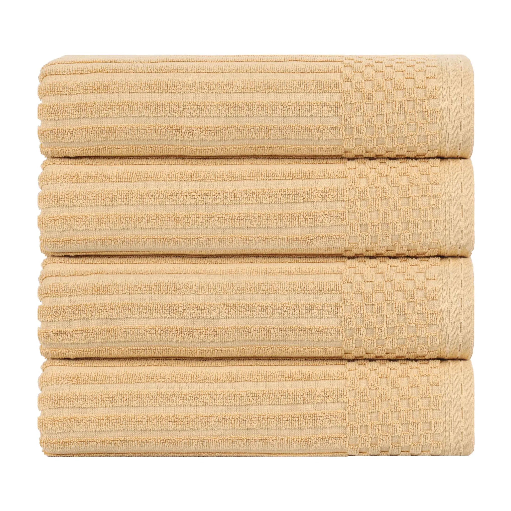 Ribbed Cotton Absorbent Bath Towel Set of 4 - Bath Towel by Superior Brand