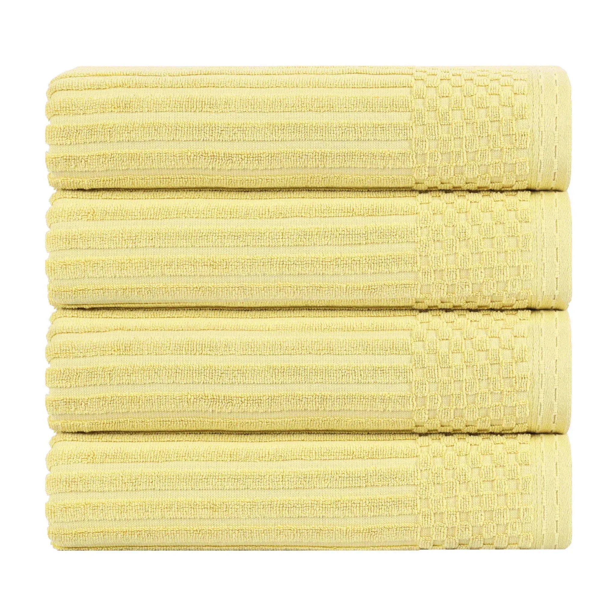 Ribbed Cotton Absorbent Bath Towel Set of 4 - Bath Towel by Superior Brand