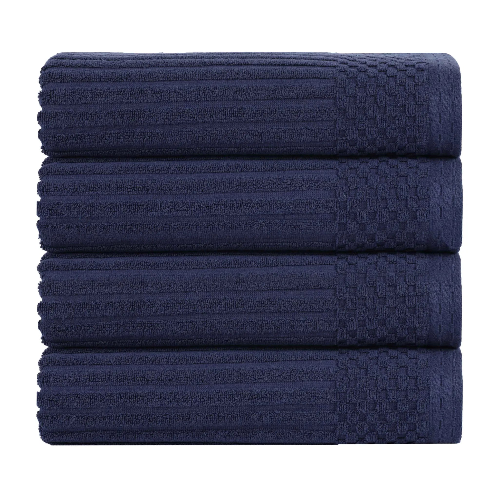 Ribbed Cotton Absorbent Bath Towel Set of 4 - Bath Towel by Superior Brand