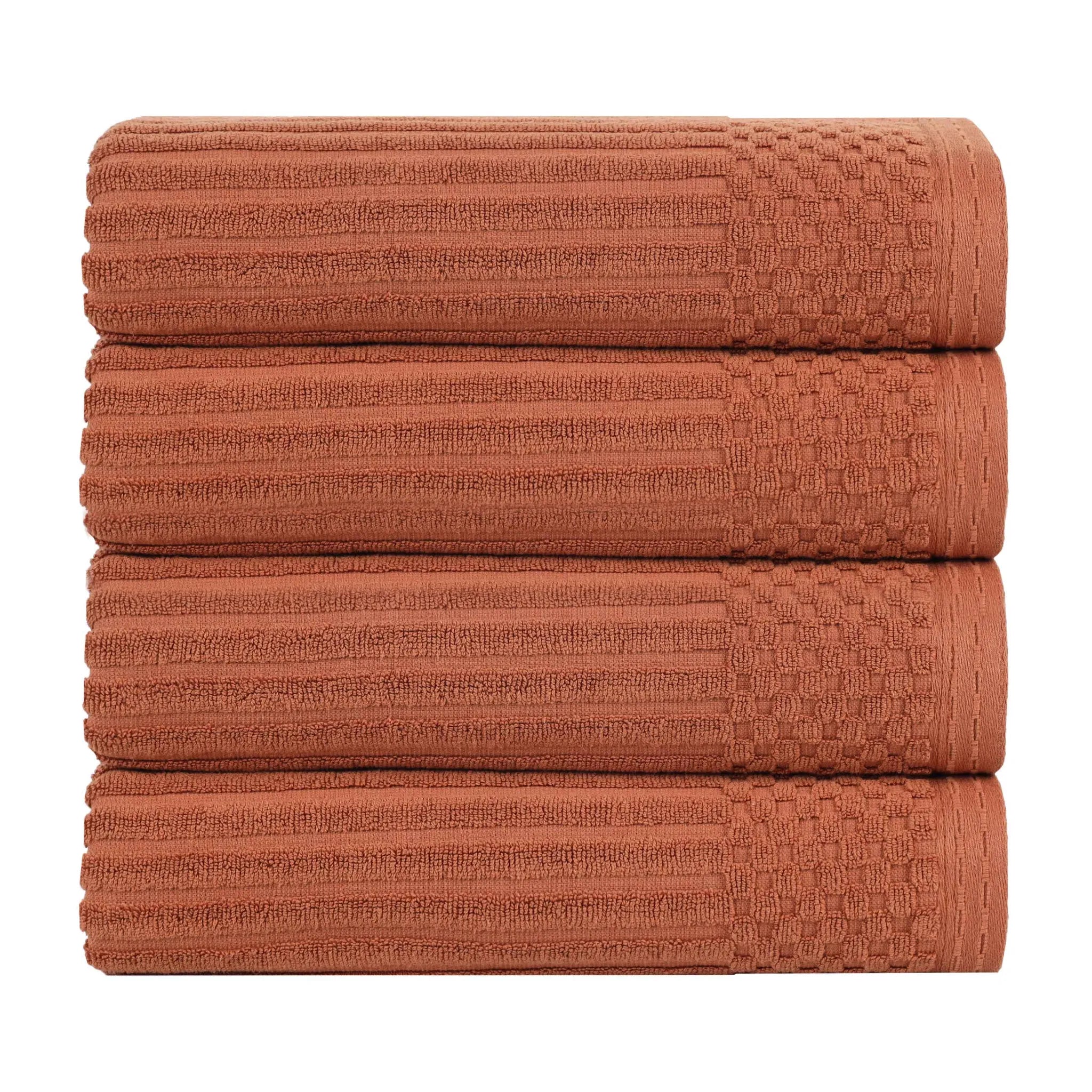 Ribbed Cotton Absorbent Bath Towel Set of 4 - Bath Towel by Superior Brand