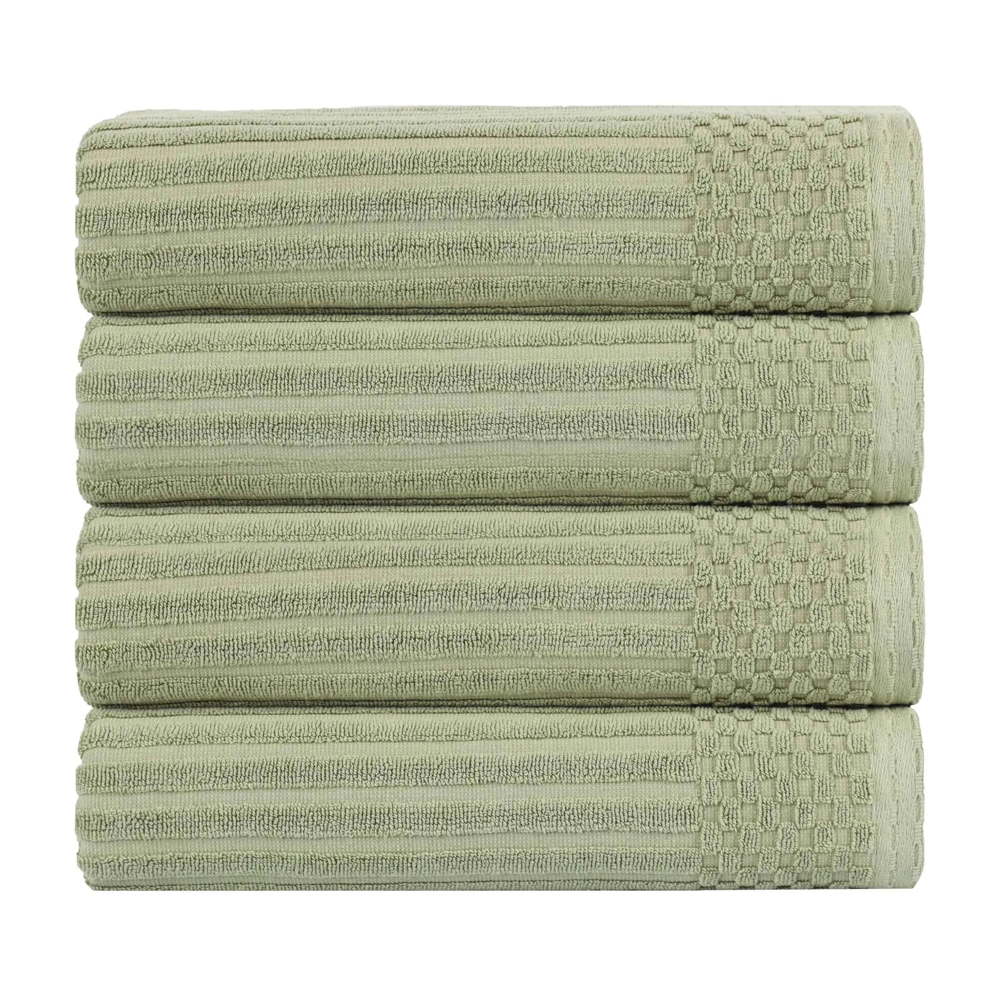 Ribbed Cotton Absorbent Bath Towel Set of 4 - Bath Towel by Superior Brand