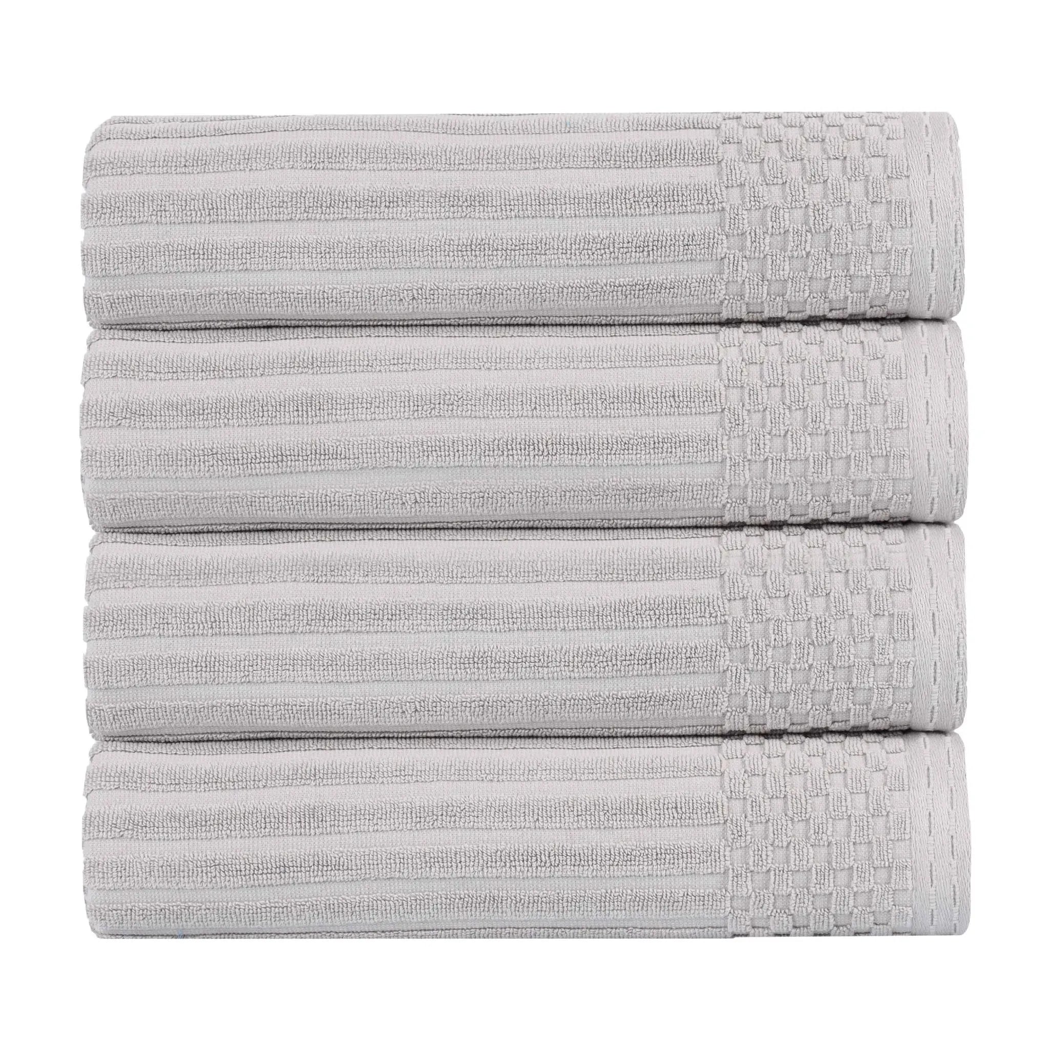 Ribbed Cotton Absorbent Bath Towel Set of 4 - Bath Towel by Superior Brand