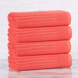 Ribbed Cotton Absorbent Bath Towel Set of 4 - Bath Towel by Superior Brand