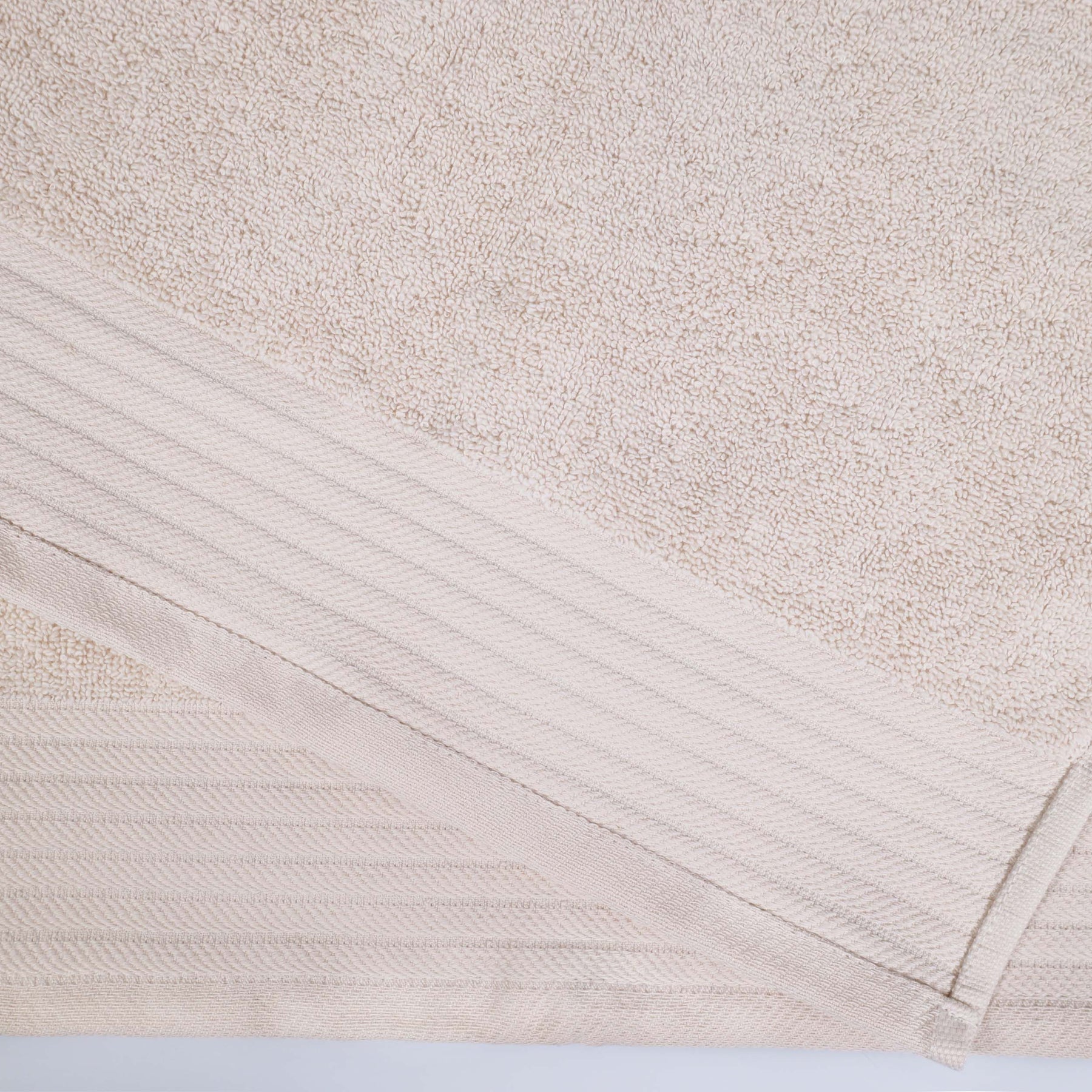 Premium Turkish Cotton Jacquard Herringbone and Solid 12-Piece Face Towel/ Washcloth Set -  Ivory 