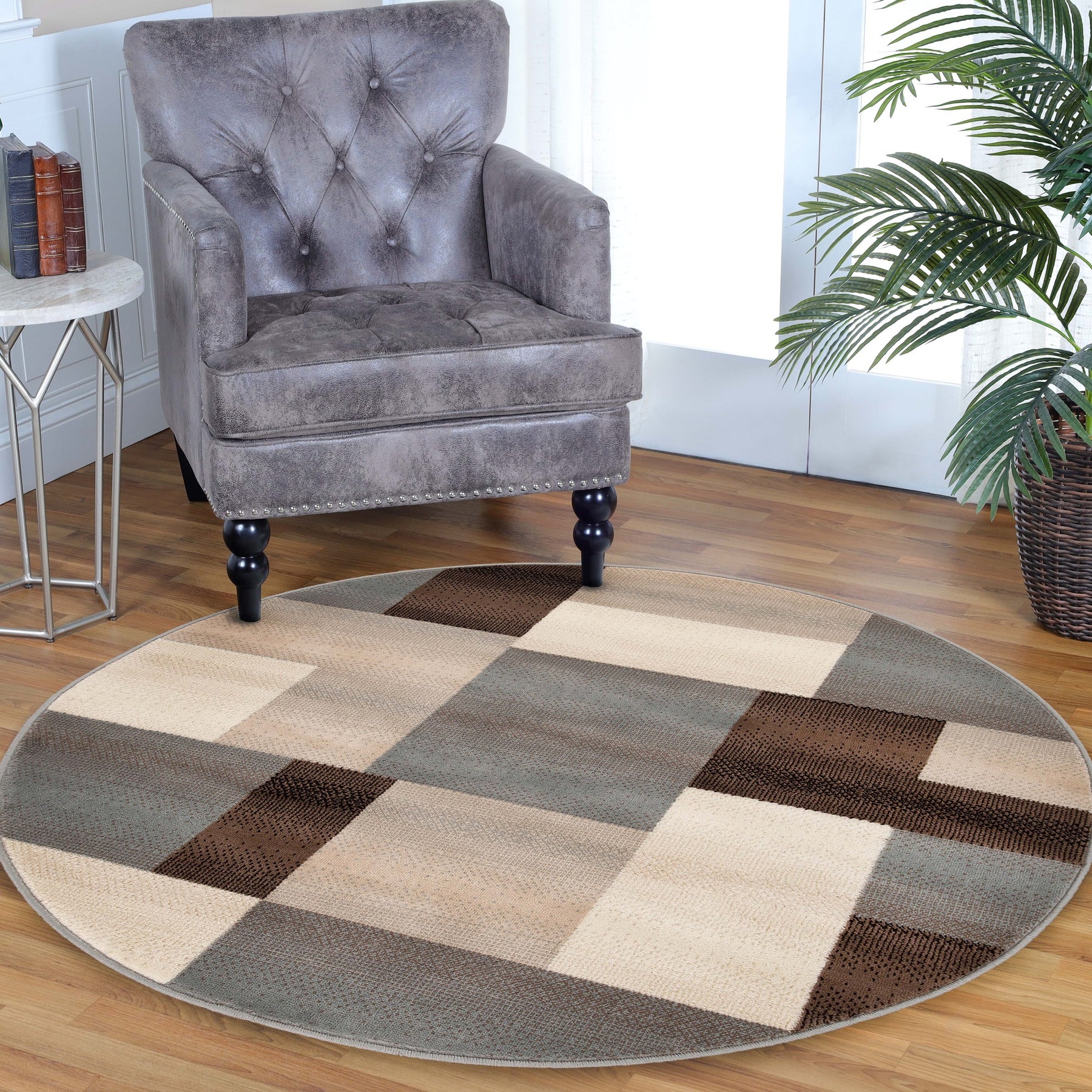 Clifton Geometric Color Block Plush Modern Indoor Area Rug or Runner Rug
