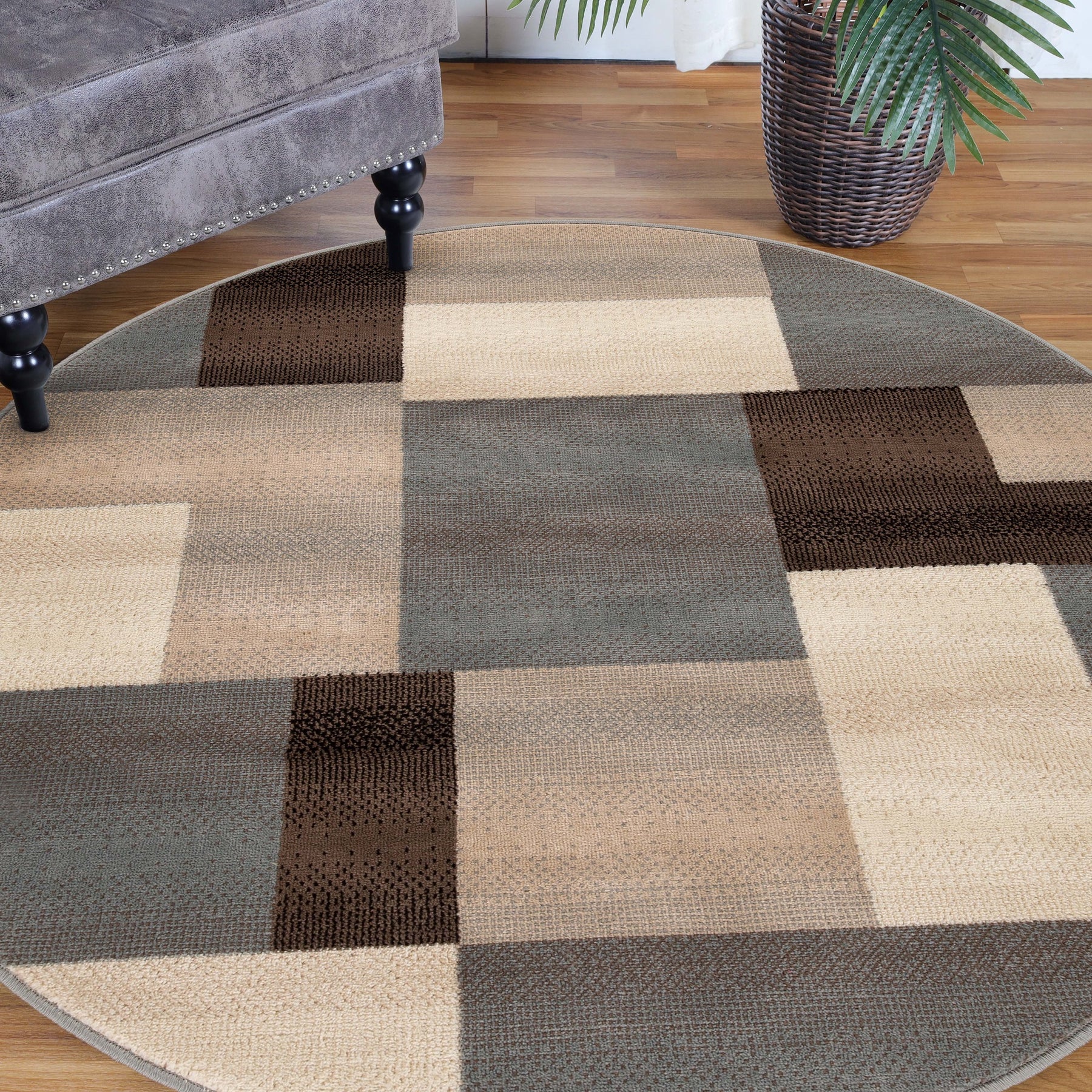 Clifton Geometric Color Block Plush Modern Indoor Area Rug or Runner Rug