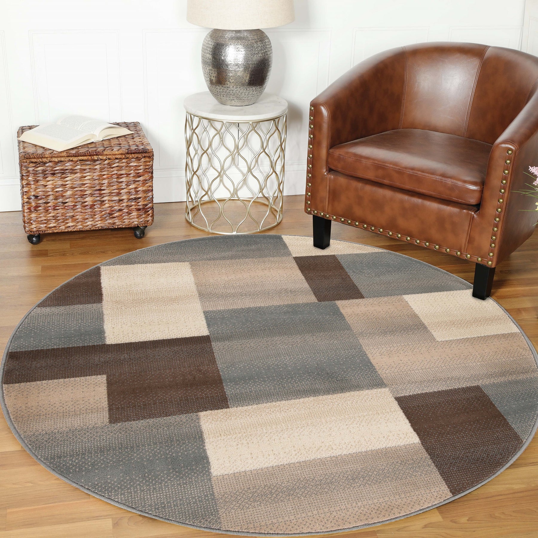 Clifton Geometric Color Block Plush Modern Indoor Area Rug or Runner Rug