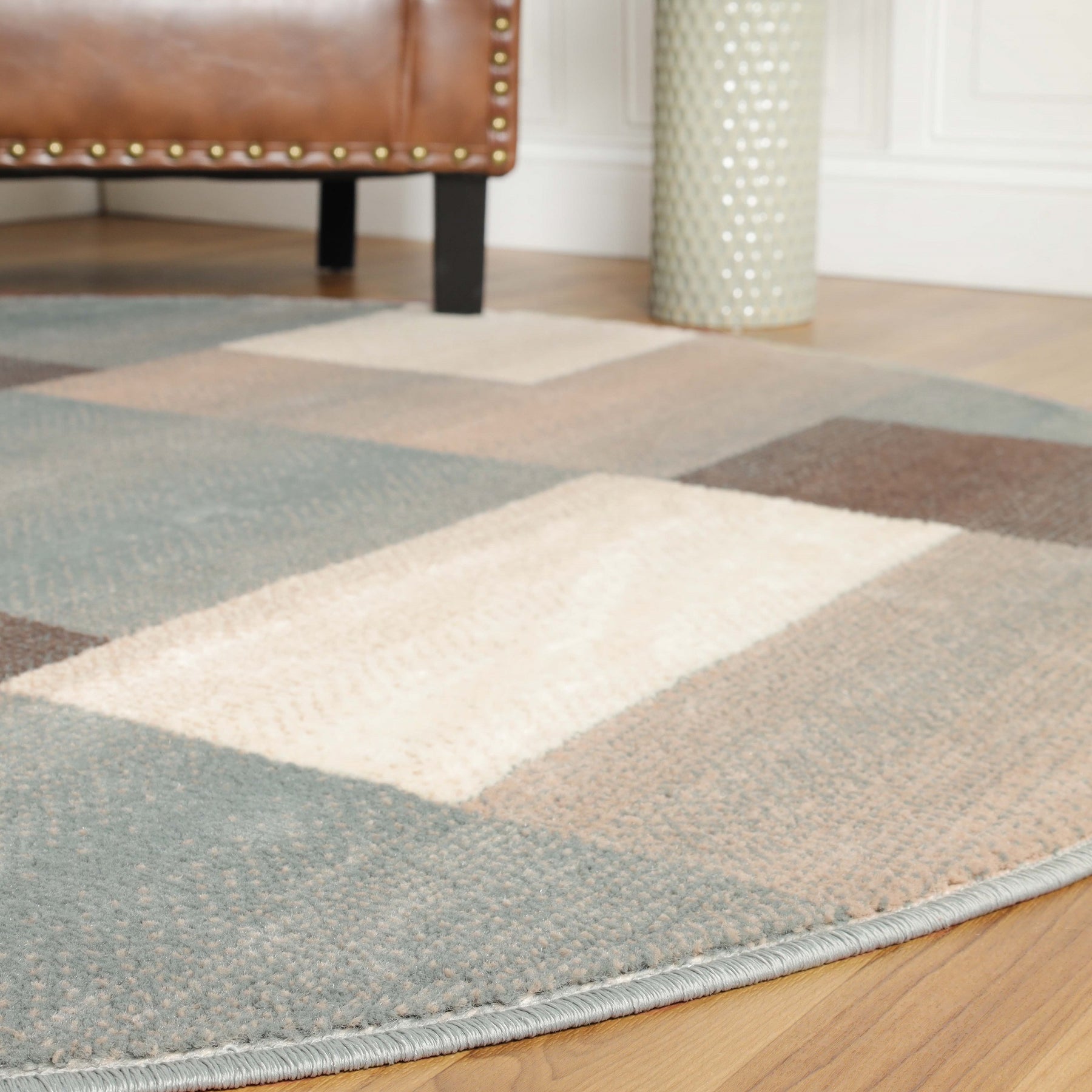 Clifton Geometric Color Block Plush Modern Indoor Area Rug or Runner Rug
