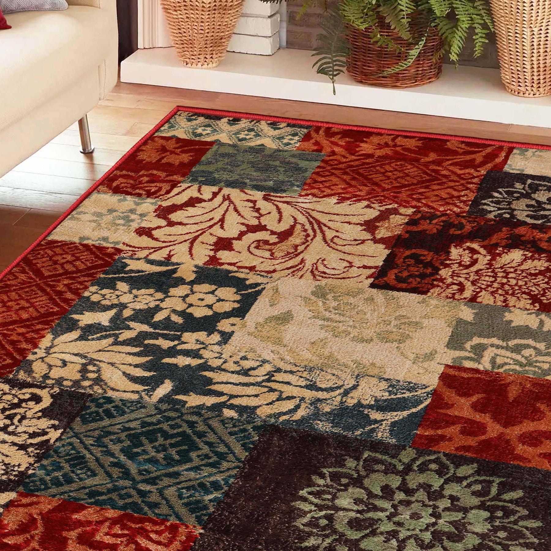 Superior Kennicot Elegant Floral Patchwork Indoor Area Rug or Runner