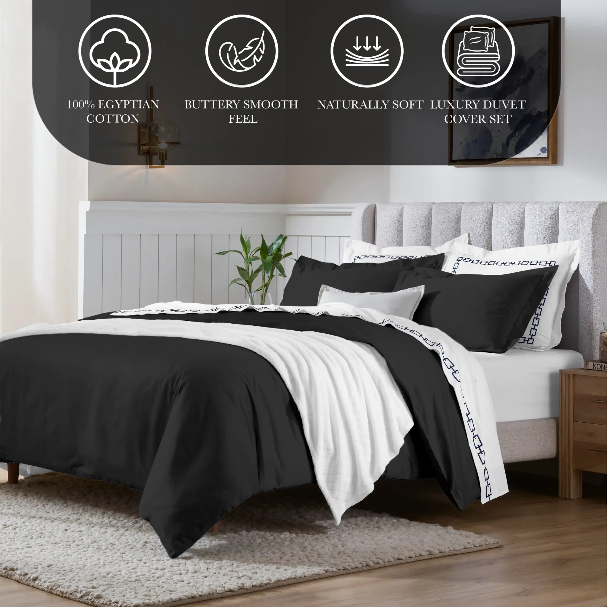 650 Thread Count Egyptian Cotton Solid Duvet Cover - Egyptian Cotton Duvet Cover Set by Superior Brand