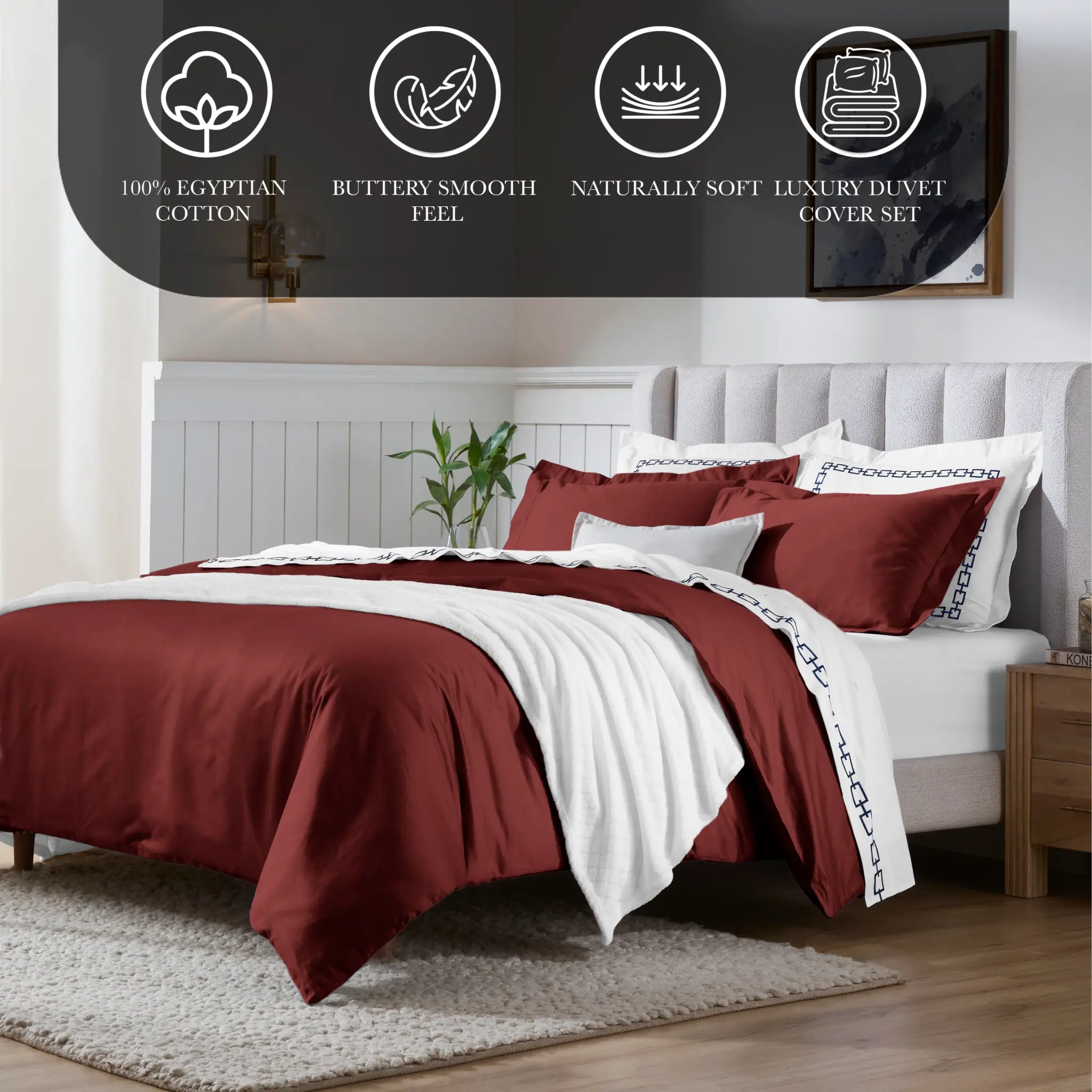 650 Thread Count Egyptian Cotton Solid Duvet Cover - Egyptian Cotton Duvet Cover Set by Superior Brand