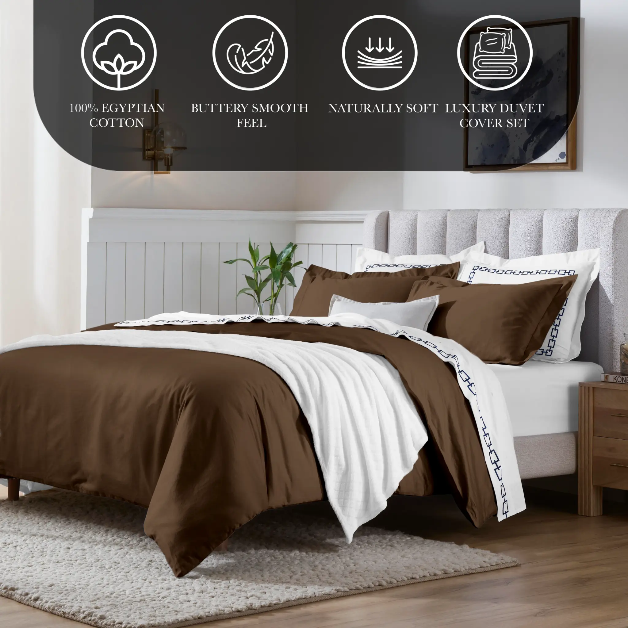 650 Thread Count Egyptian Cotton Solid Duvet Cover - Egyptian Cotton Duvet Cover Set by Superior Brand