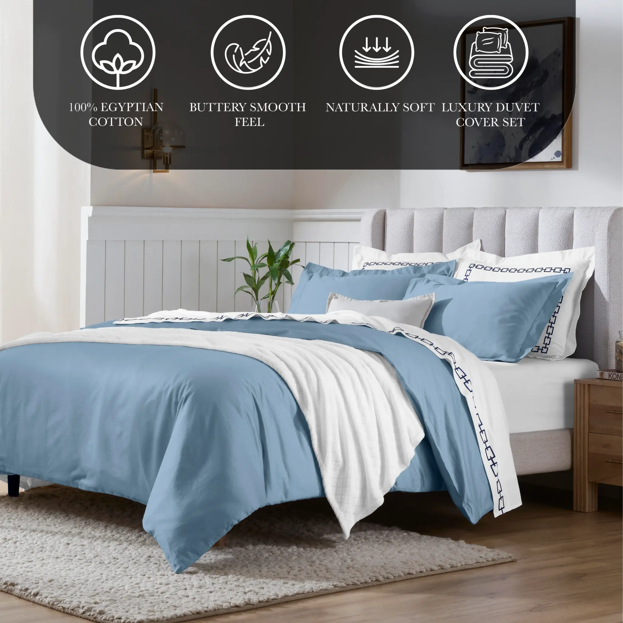 650 Thread Count Egyptian Cotton Solid Duvet Cover - Egyptian Cotton Duvet Cover Set by Superior Brand