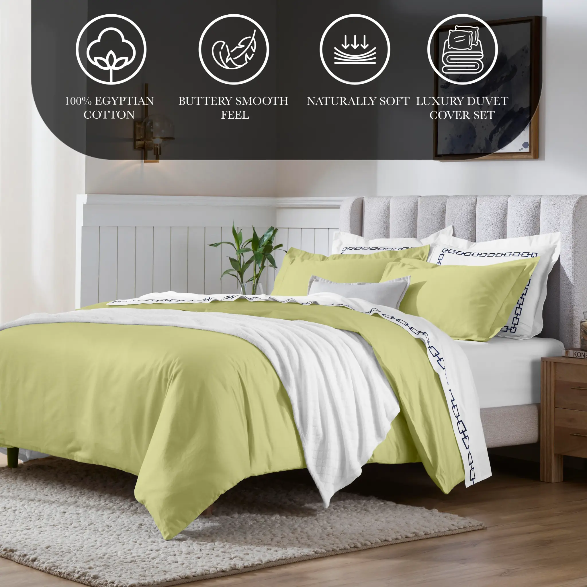650 Thread Count Egyptian Cotton Solid Duvet Cover - Egyptian Cotton Duvet Cover Set by Superior Brand