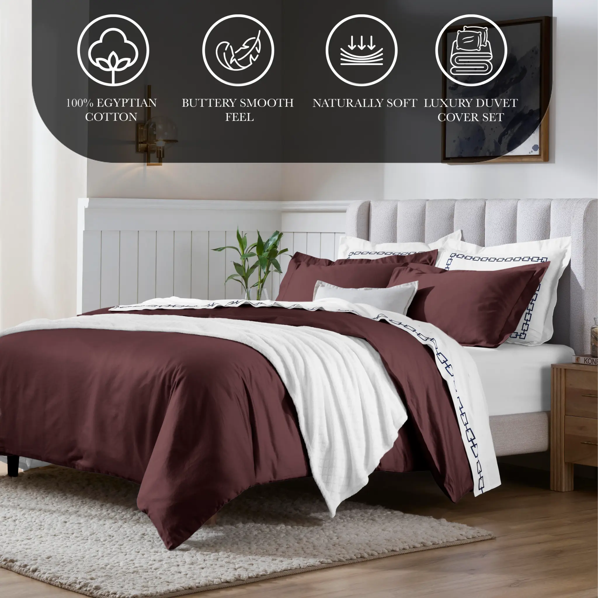 650 Thread Count Egyptian Cotton Solid Duvet Cover - Egyptian Cotton Duvet Cover Set by Superior Brand