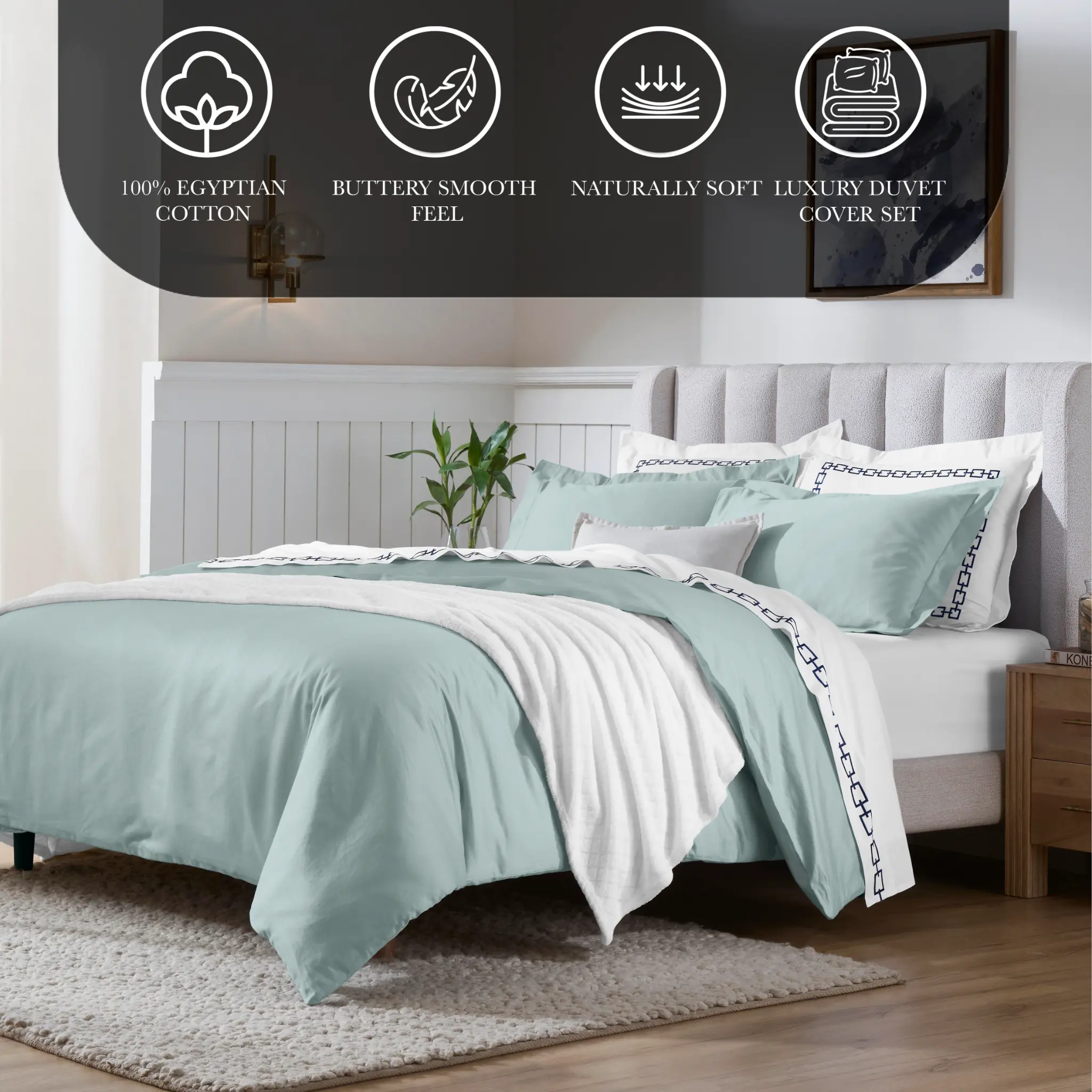 650 Thread Count Egyptian Cotton Solid Duvet Cover - Egyptian Cotton Duvet Cover Set by Superior Brand