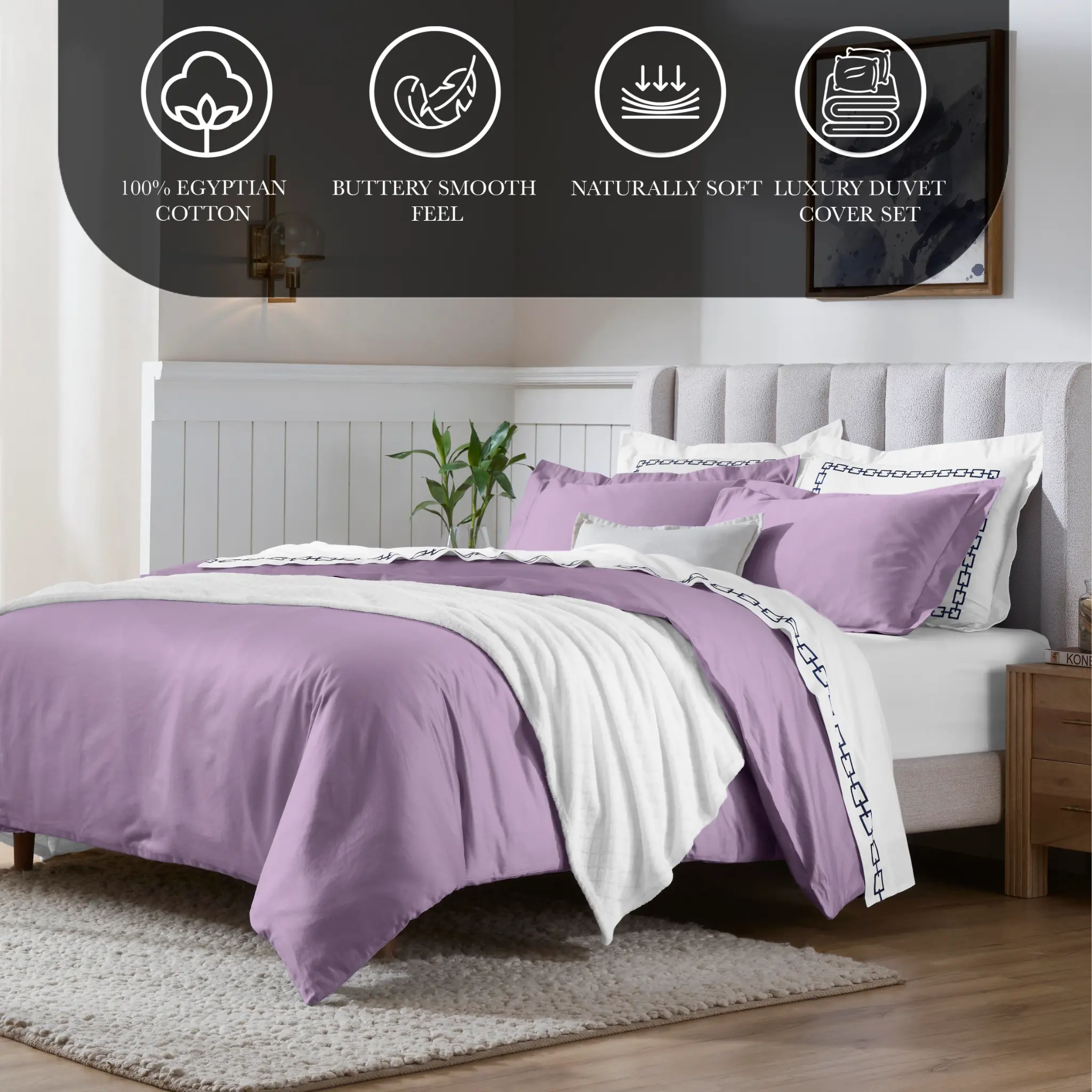 650 Thread Count Egyptian Cotton Solid Duvet Cover - Egyptian Cotton Duvet Cover Set by Superior Brand