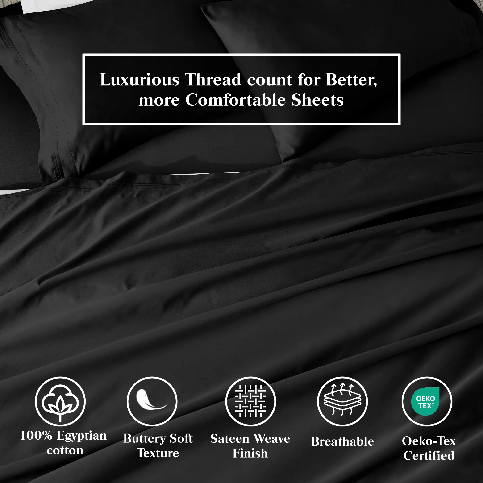 650 Thread Count Egyptian Cotton Bed Sheets - Sateen Weave - Egyptian Cotton Sheet Set by Superior Brand