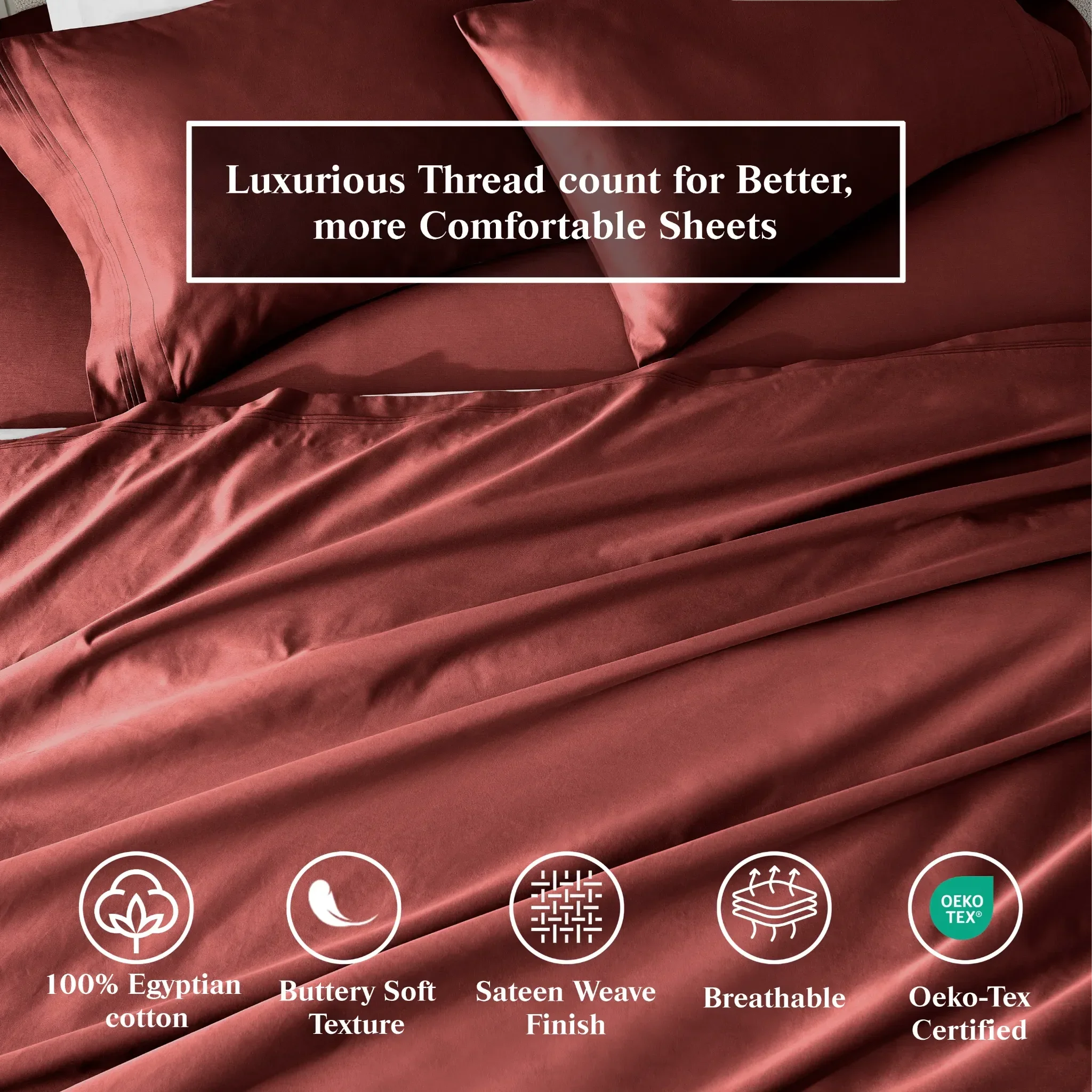 650 Thread Count Egyptian Cotton Bed Sheets - Sateen Weave - Egyptian Cotton Sheet Set by Superior Brand