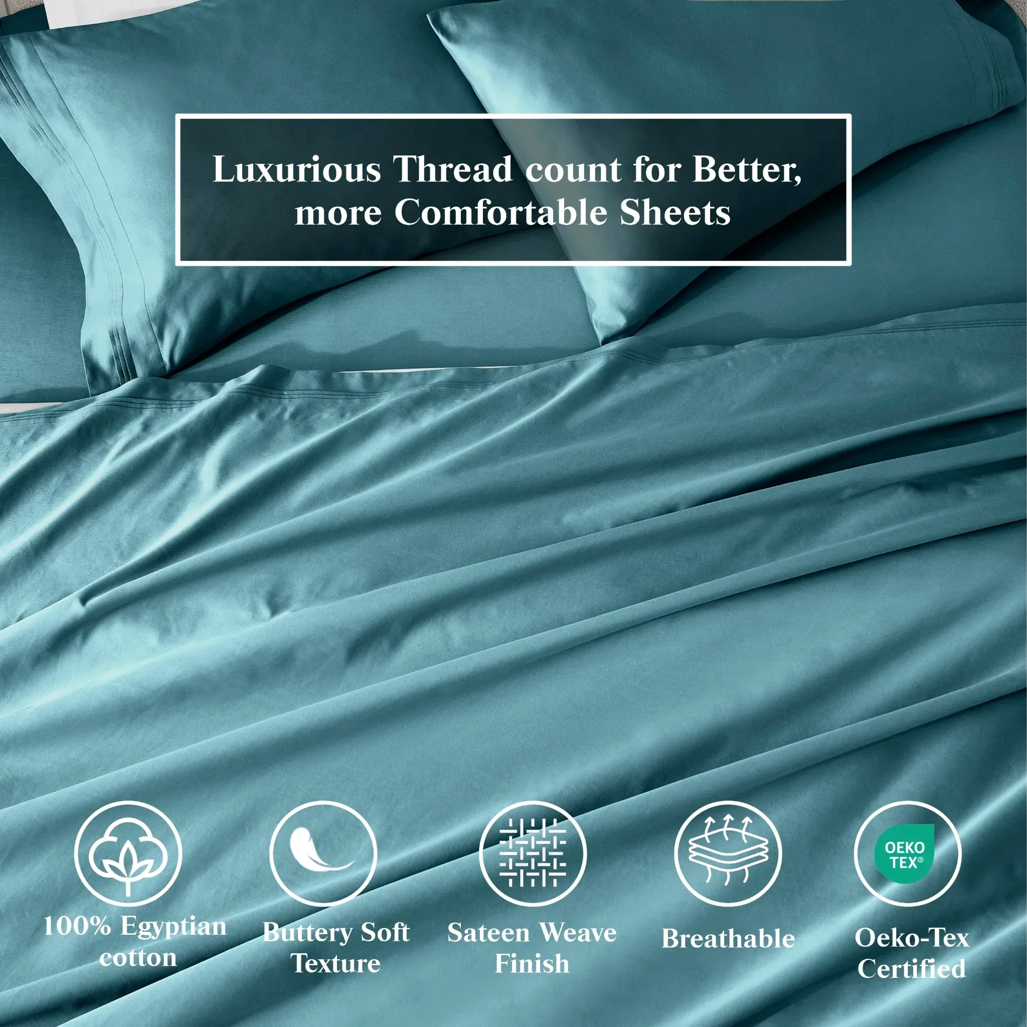650 Thread Count Egyptian Cotton Bed Sheets - Sateen Weave - Egyptian Cotton Sheet Set by Superior Brand