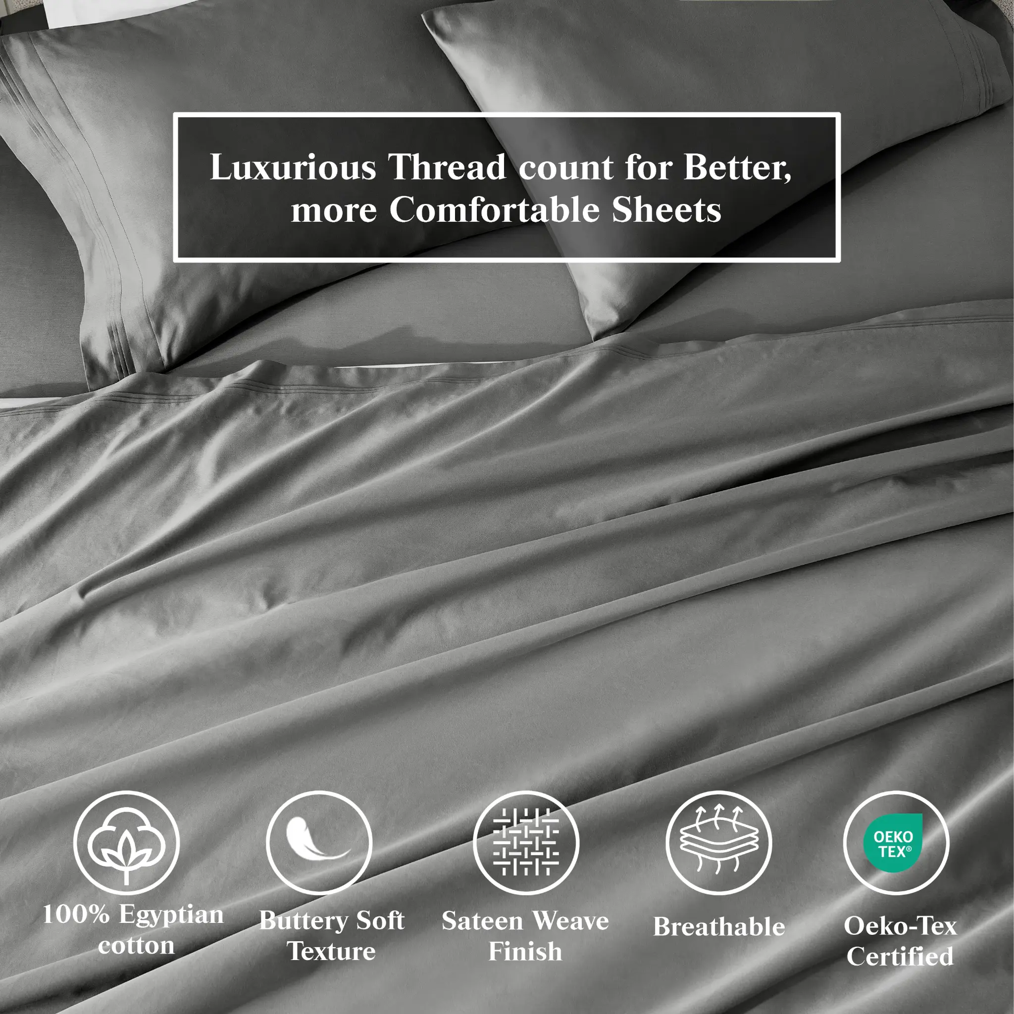 100% Egyptian Cotton 650 Thread Count Solid Pillowcase Set - Egyptian Cotton Pillowcases by Superior Brand