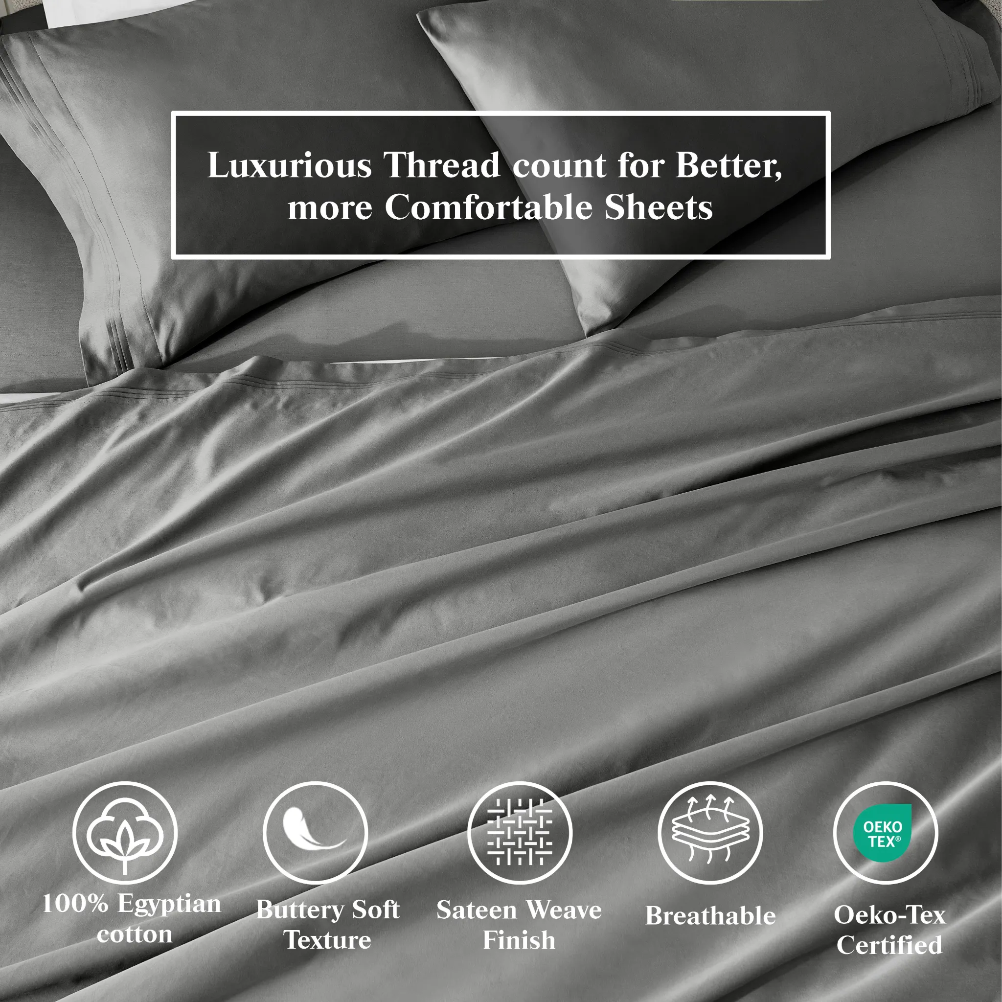 650 Thread Count Egyptian Cotton Bed Sheets - Sateen Weave - Egyptian Cotton Sheet Set by Superior Brand