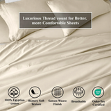 650 Thread Count Egyptian Cotton Bed Sheets - Sateen Weave - Egyptian Cotton Sheet Set by Superior Brand