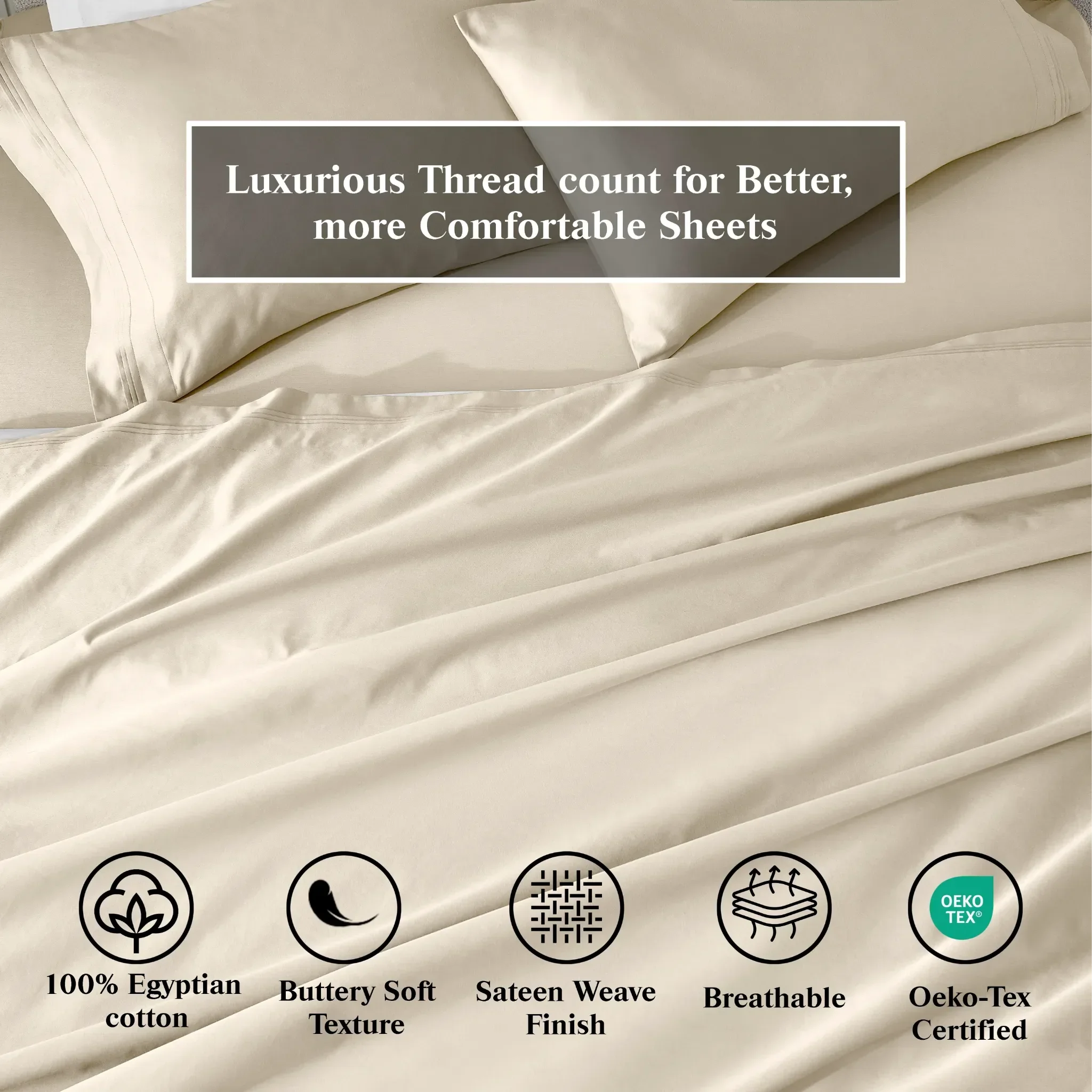 650 Thread Count Egyptian Cotton Bed Sheets - Sateen Weave - Egyptian Cotton Sheet Set by Superior Brand