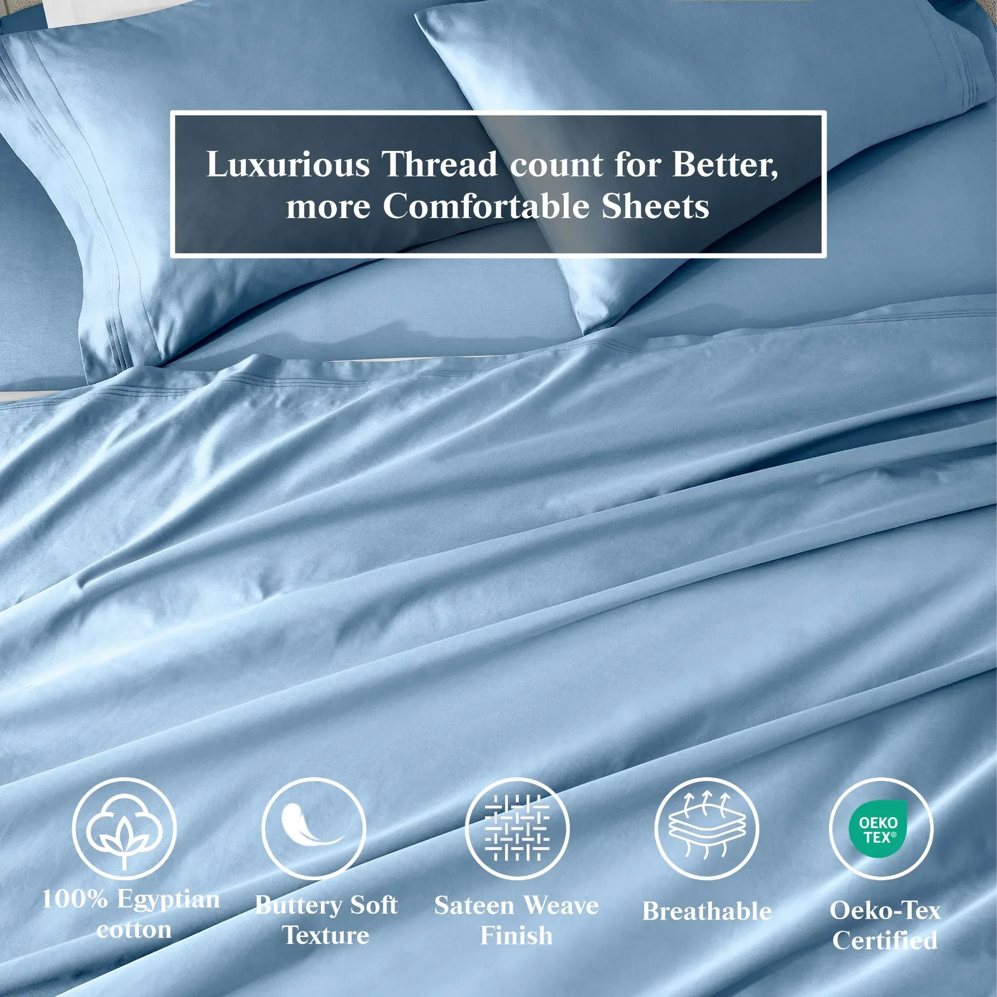 100% Egyptian Cotton 650 Thread Count Solid Pillowcase Set - Egyptian Cotton Pillowcases by Superior Brand