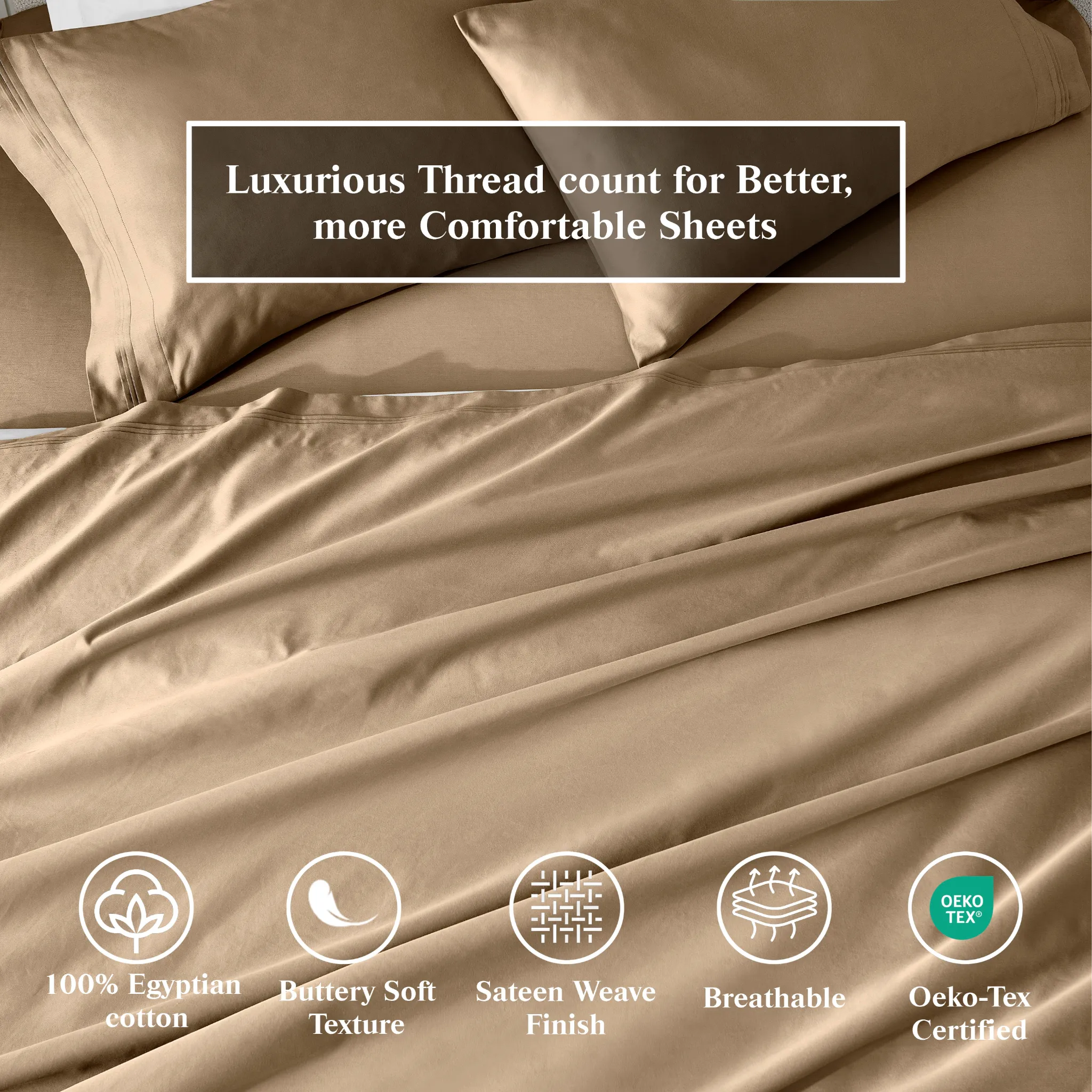 650 Thread Count Egyptian Cotton Bed Sheets - Sateen Weave - Egyptian Cotton Sheet Set by Superior Brand