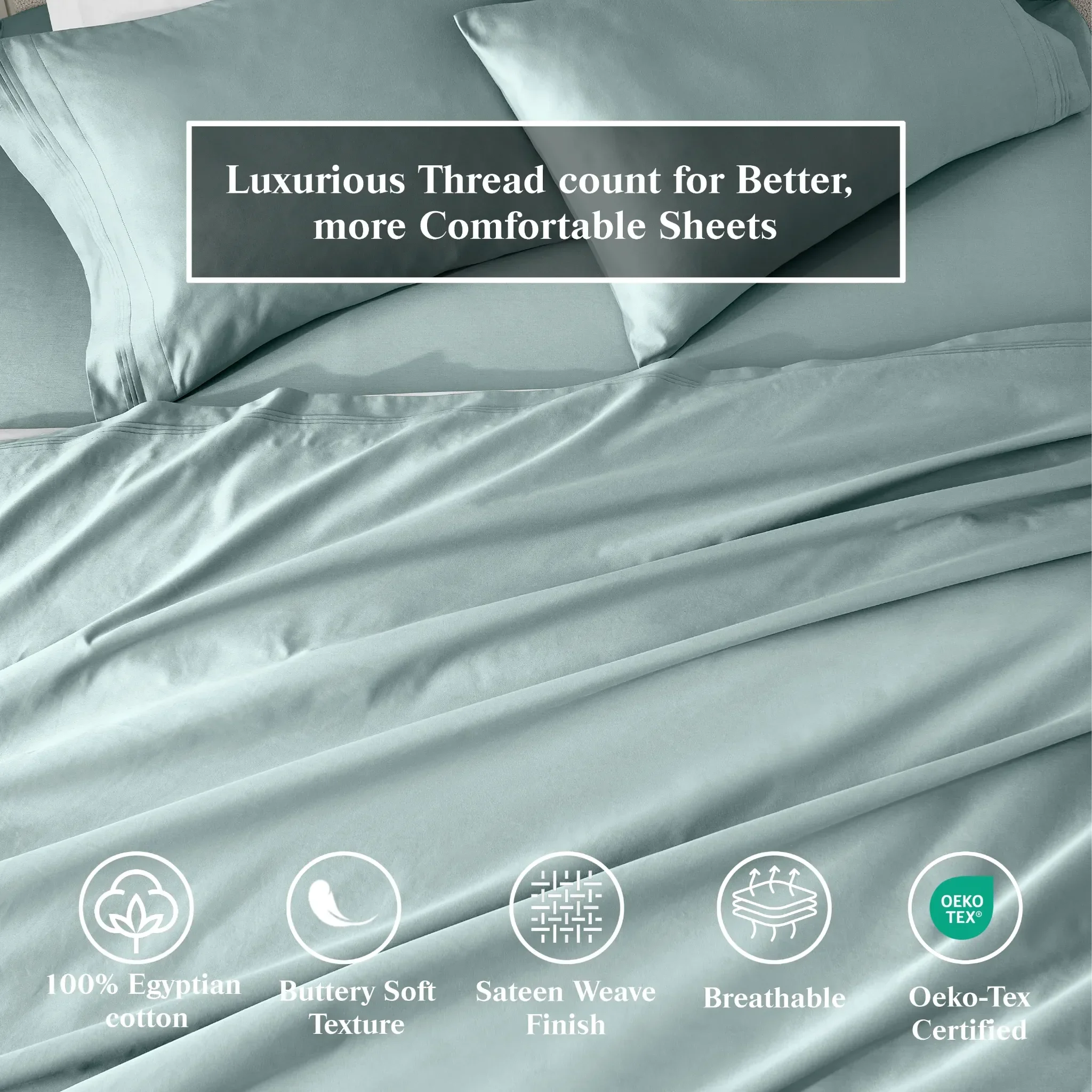 650 Thread Count Egyptian Cotton Bed Sheets - Sateen Weave - Egyptian Cotton Sheet Set by Superior Brand