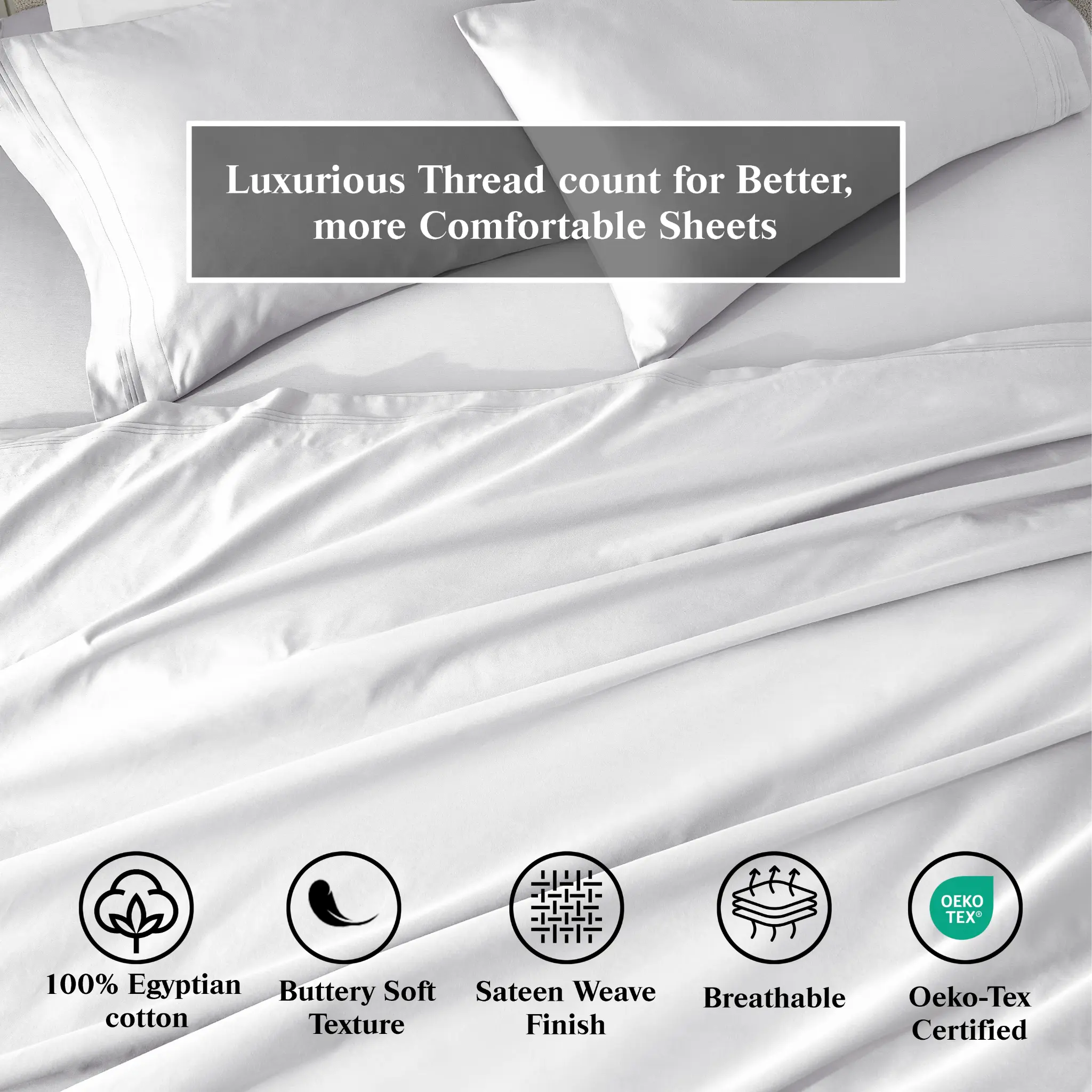 100% Egyptian Cotton 650 Thread Count Solid Pillowcase Set - Egyptian Cotton Pillowcases by Superior Brand