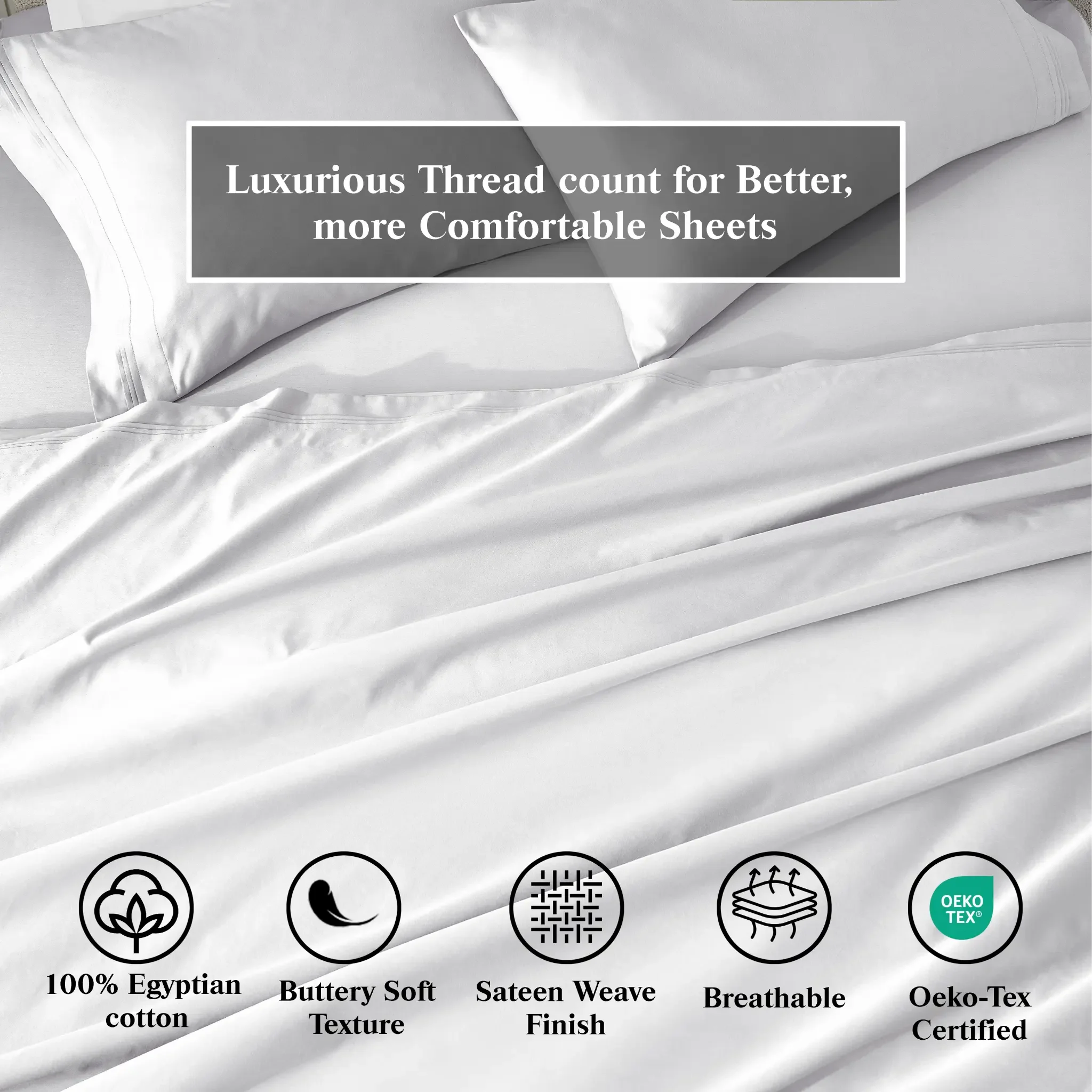 100% Egyptian Cotton 650 Thread Count Solid Pillowcase Set - Egyptian Cotton Pillowcases by Superior Brand