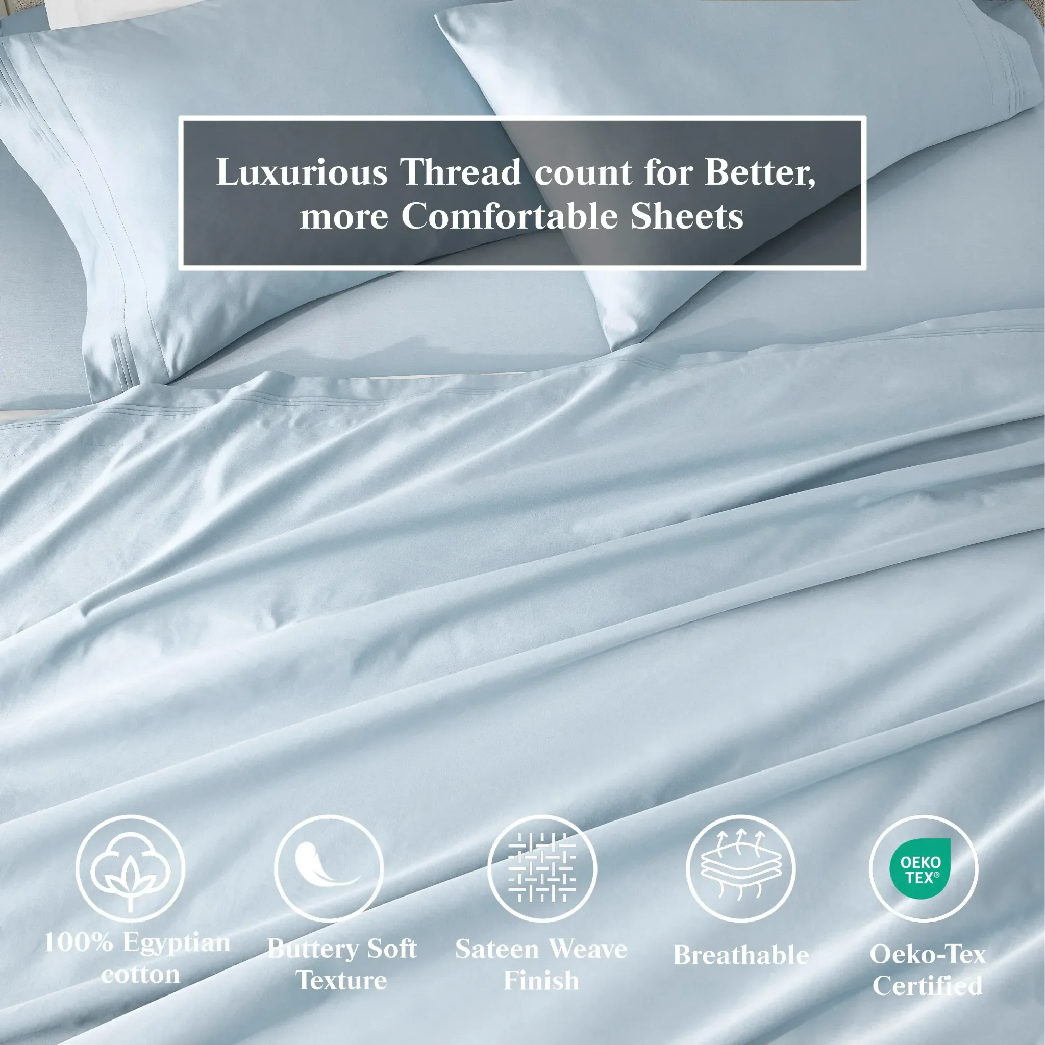 650 Thread Count Egyptian Cotton Bed Sheets - Sateen Weave - Egyptian Cotton Sheet Set by Superior Brand