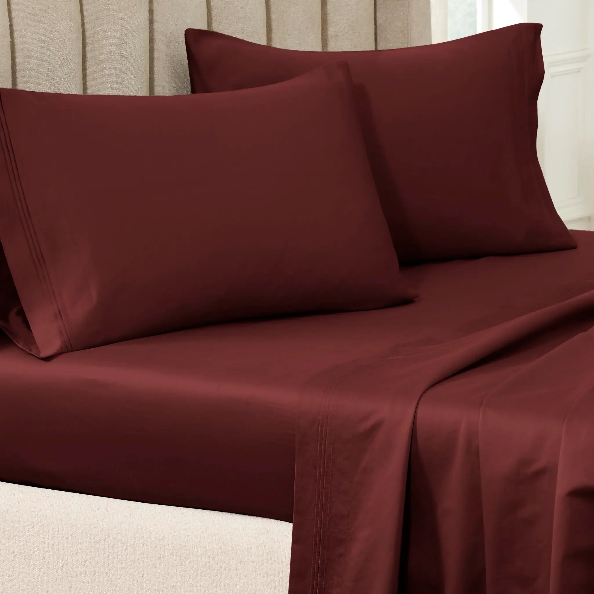 100% Egyptian Cotton 650 Thread Count Solid Pillowcase Set - Egyptian Cotton Pillowcases by Superior Brand